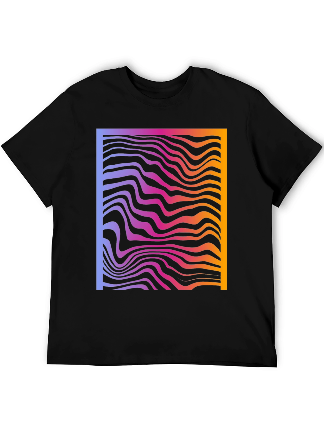 Abstract Gradient Wavy Line Graphic T-Shirt