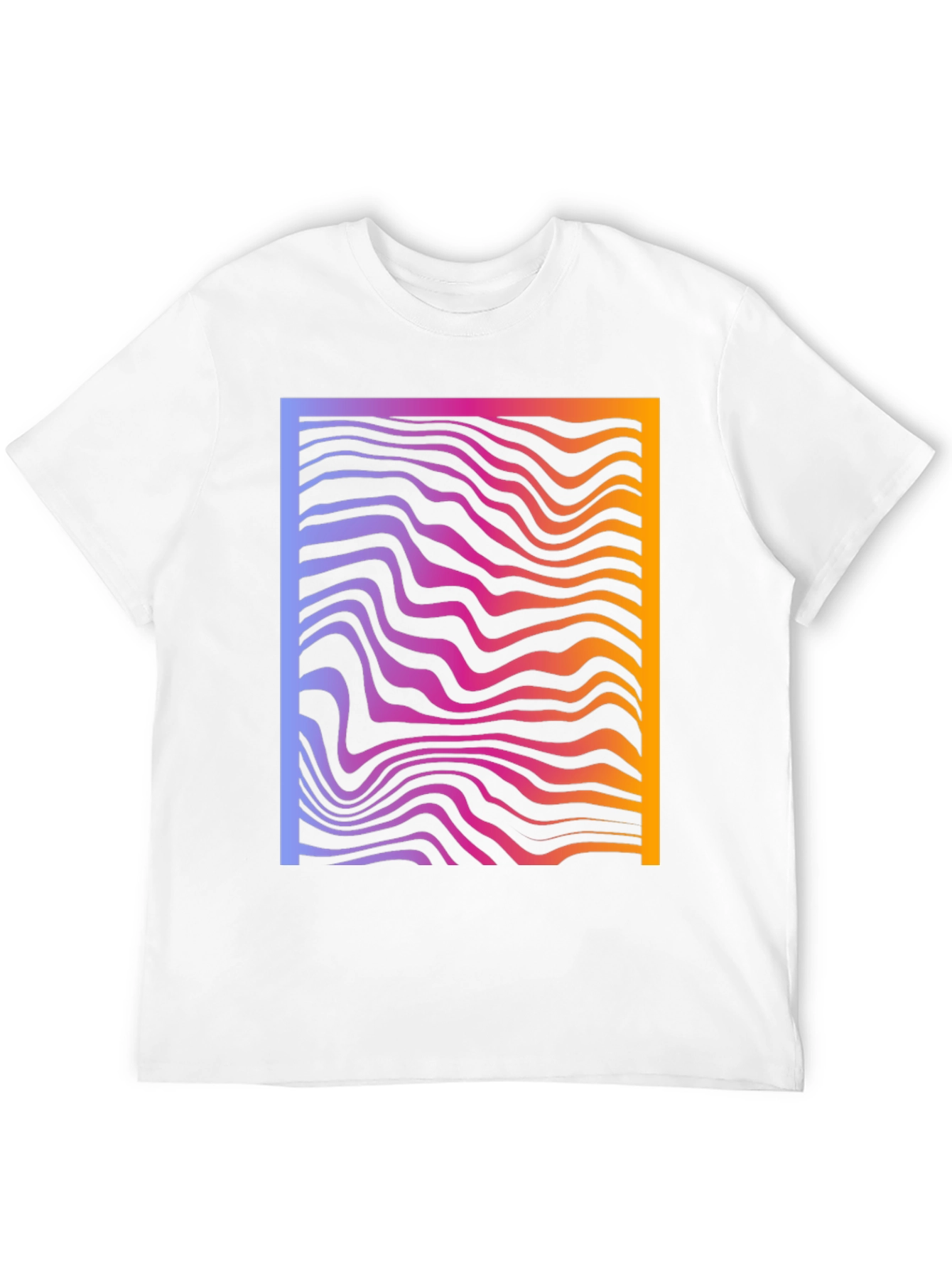 Abstract Gradient Wavy Line Graphic T-Shirt