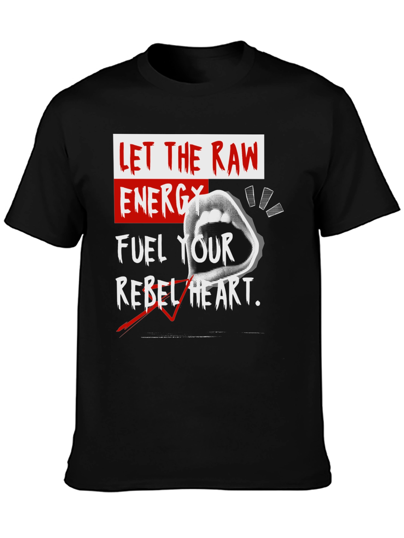 Raw Energy Rebel Heart Black Graphic Tee