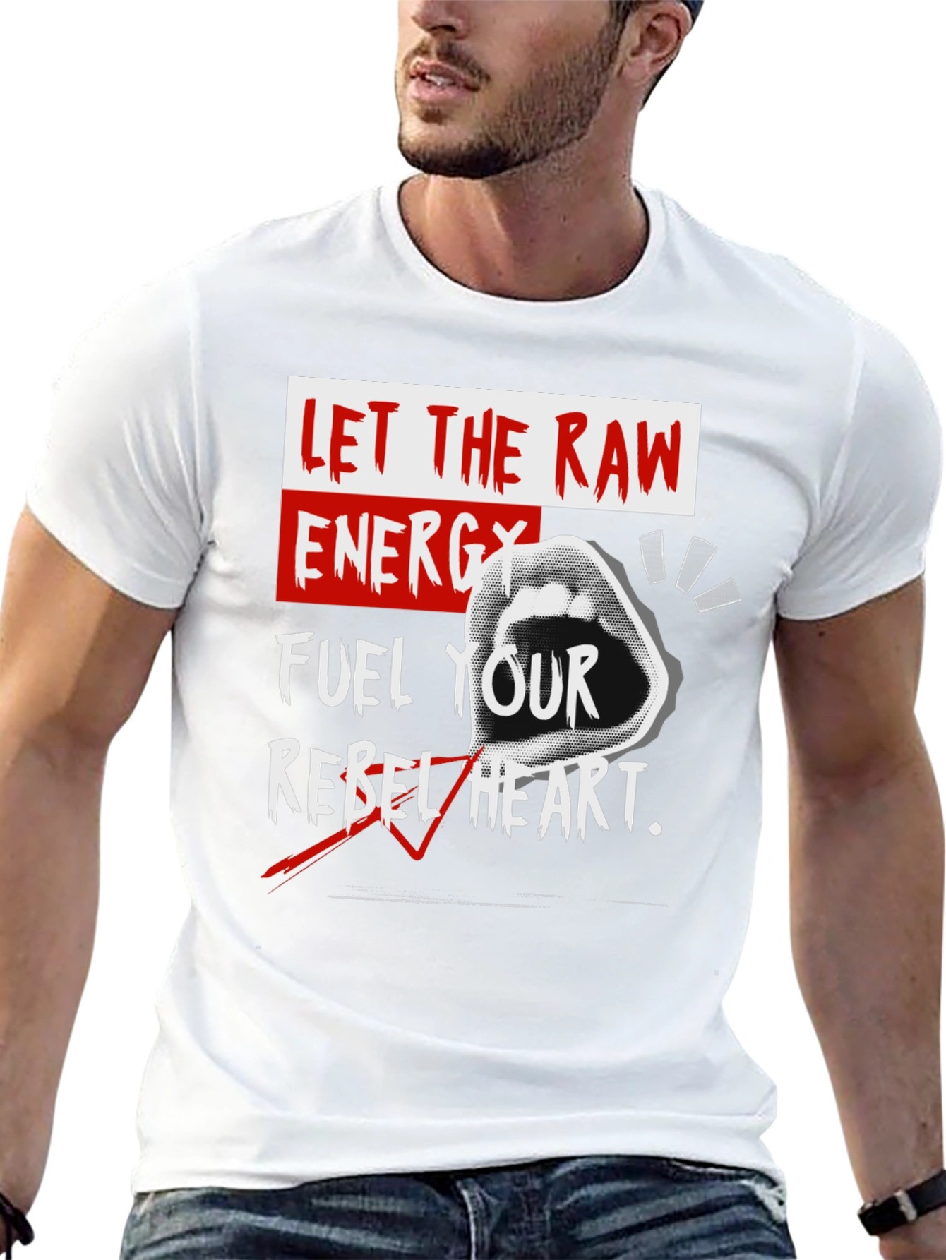 Raw Energy Rebel Heart Black Graphic Tee