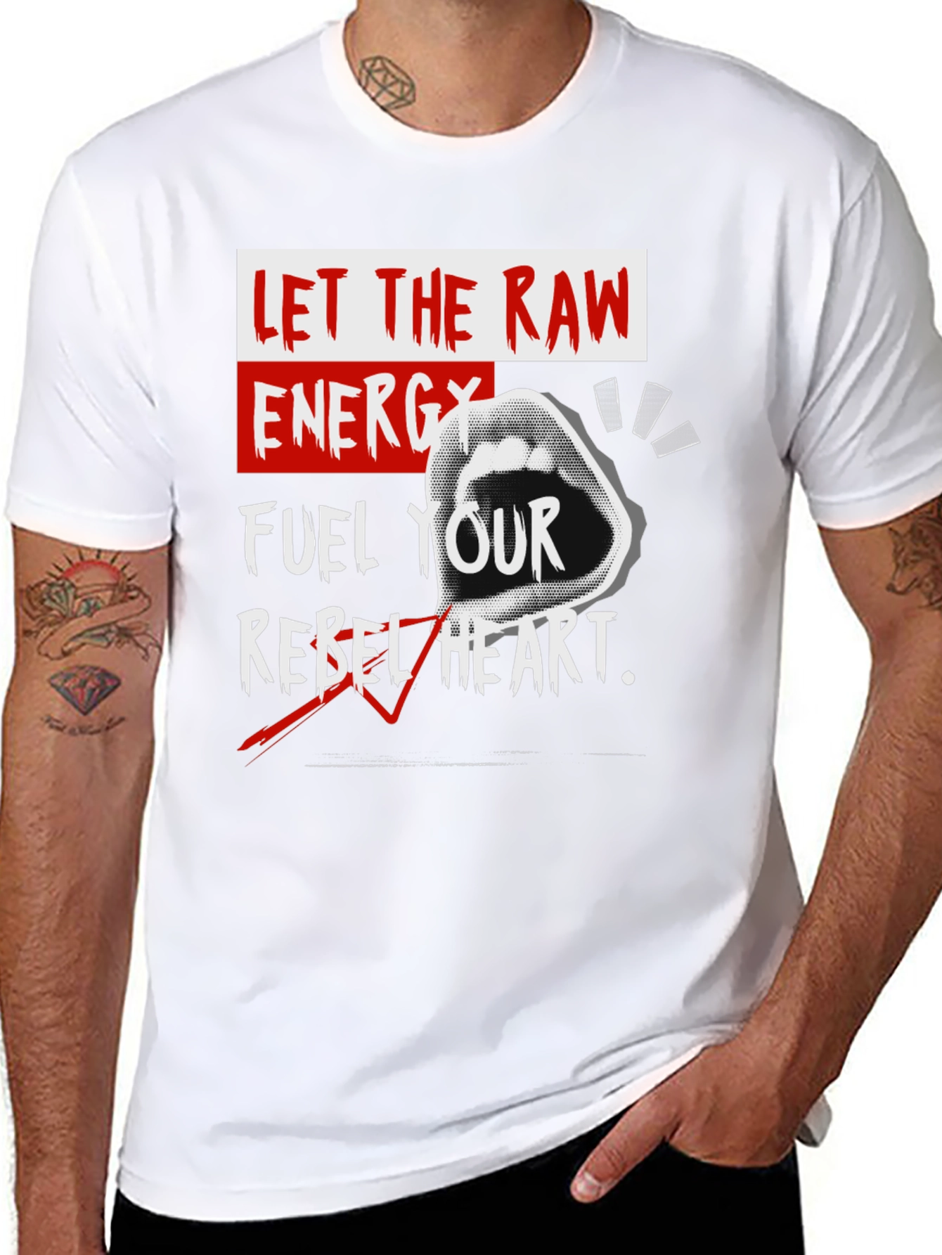 Raw Energy Rebel Heart Black Graphic Tee