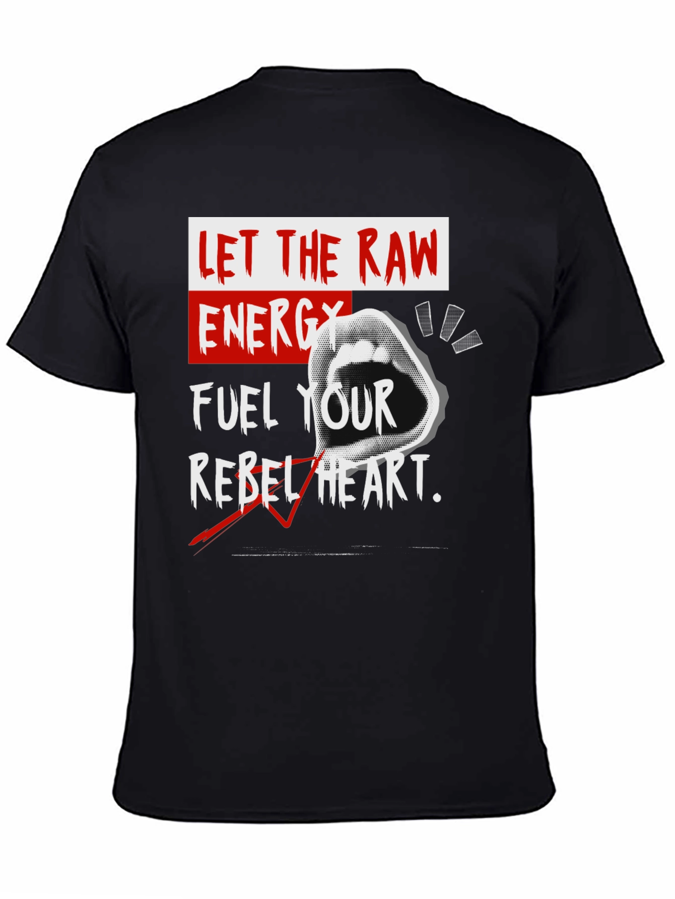 Raw Energy Rebel Heart Black Graphic Tee