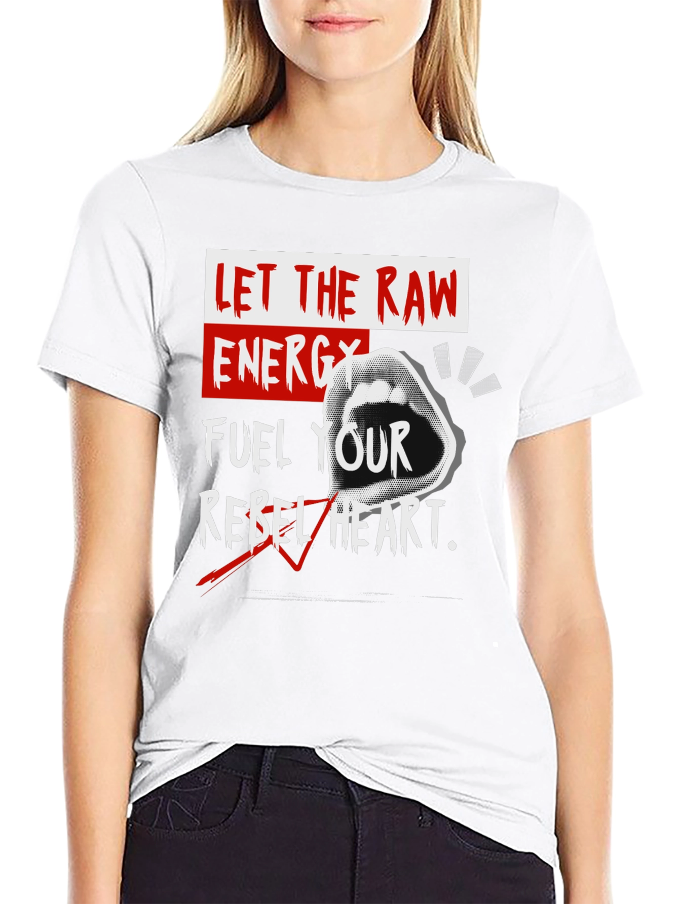Raw Energy Rebel Heart Black Graphic Tee