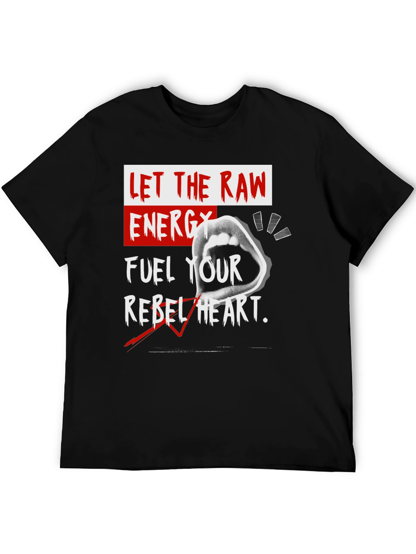 Raw Energy Rebel Heart Black Graphic Tee