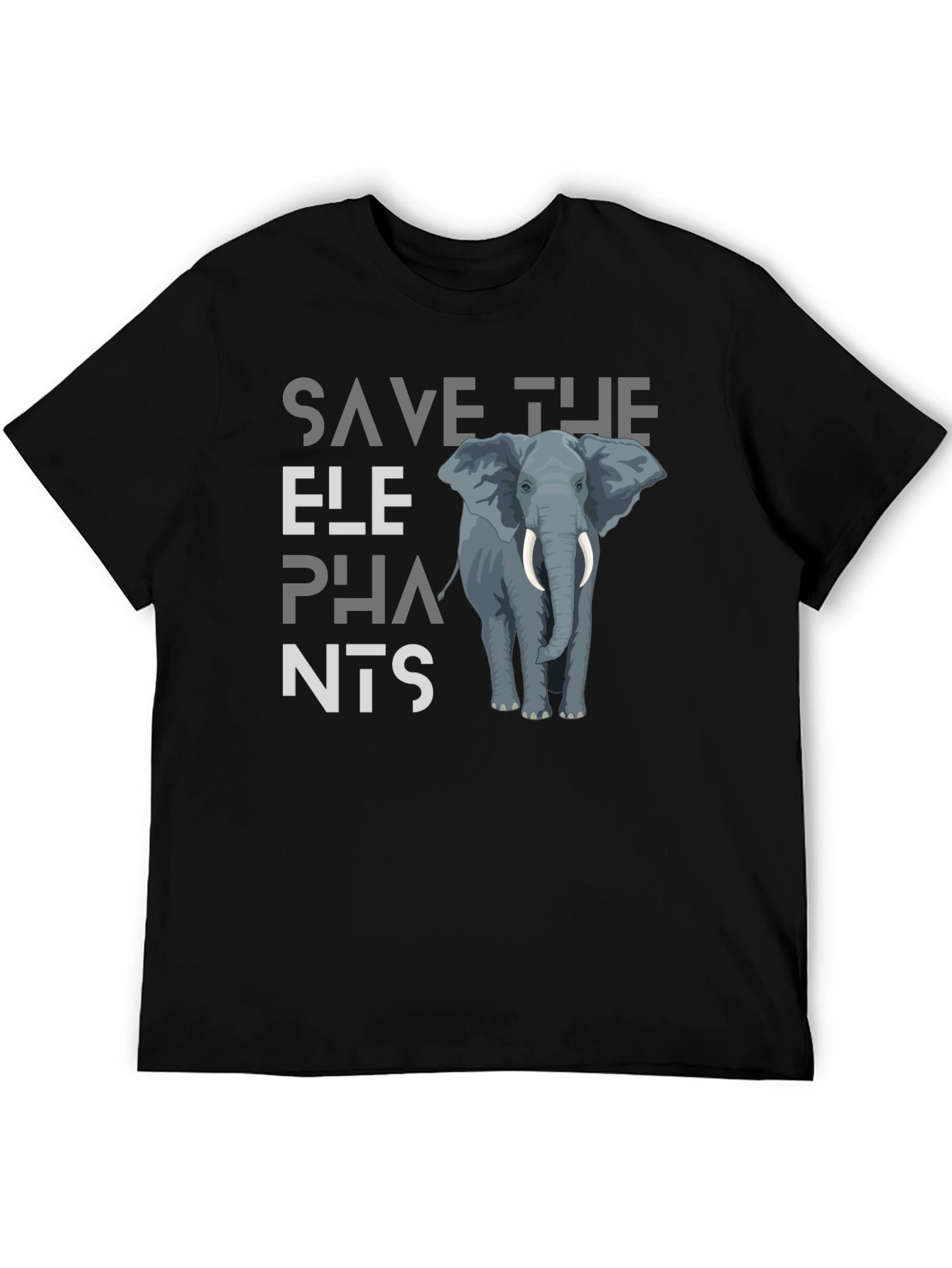 Save The Elephants Graphic Tee - Black Cotton T-Shirt