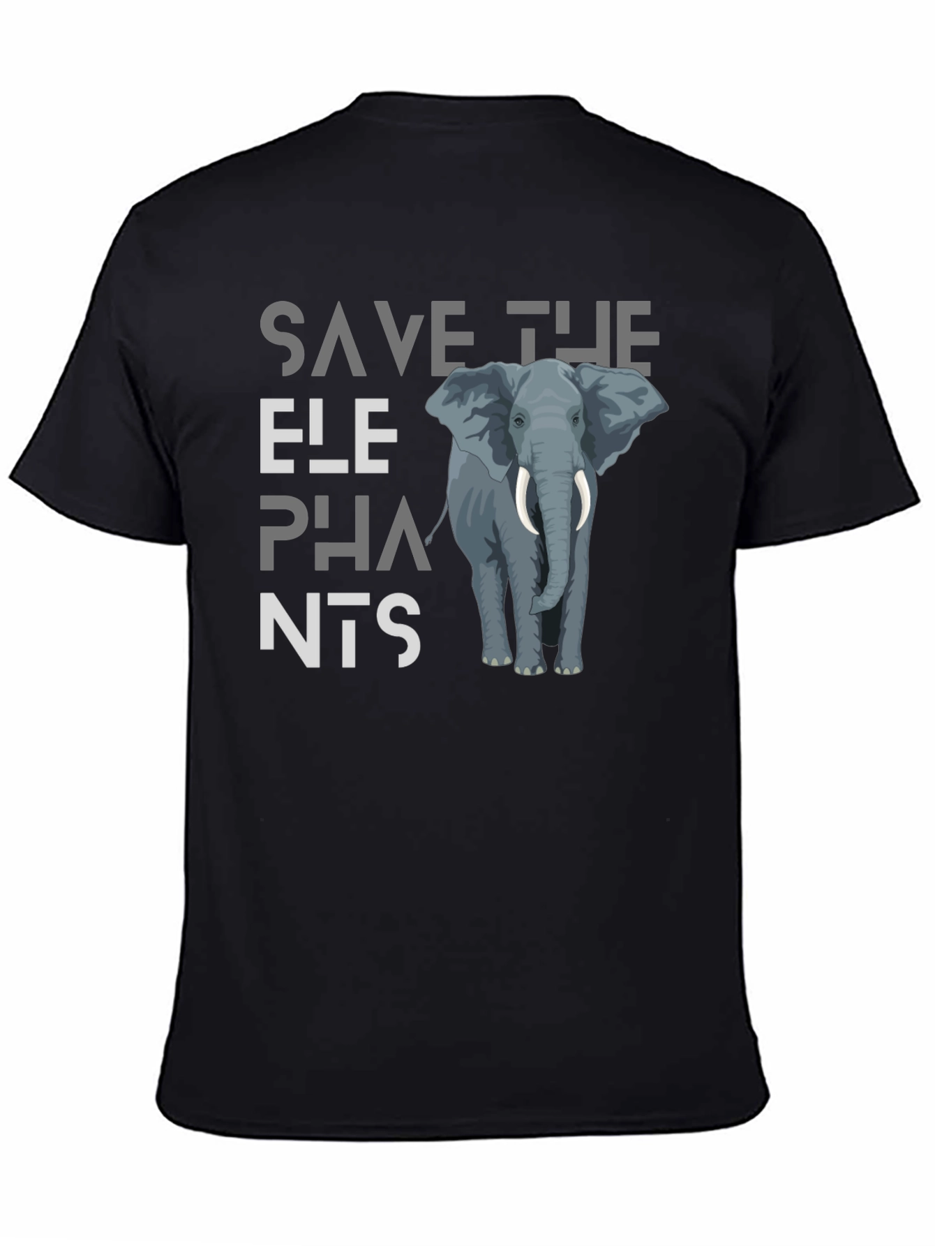 Save The Elephants Graphic Tee - Black Cotton T-Shirt