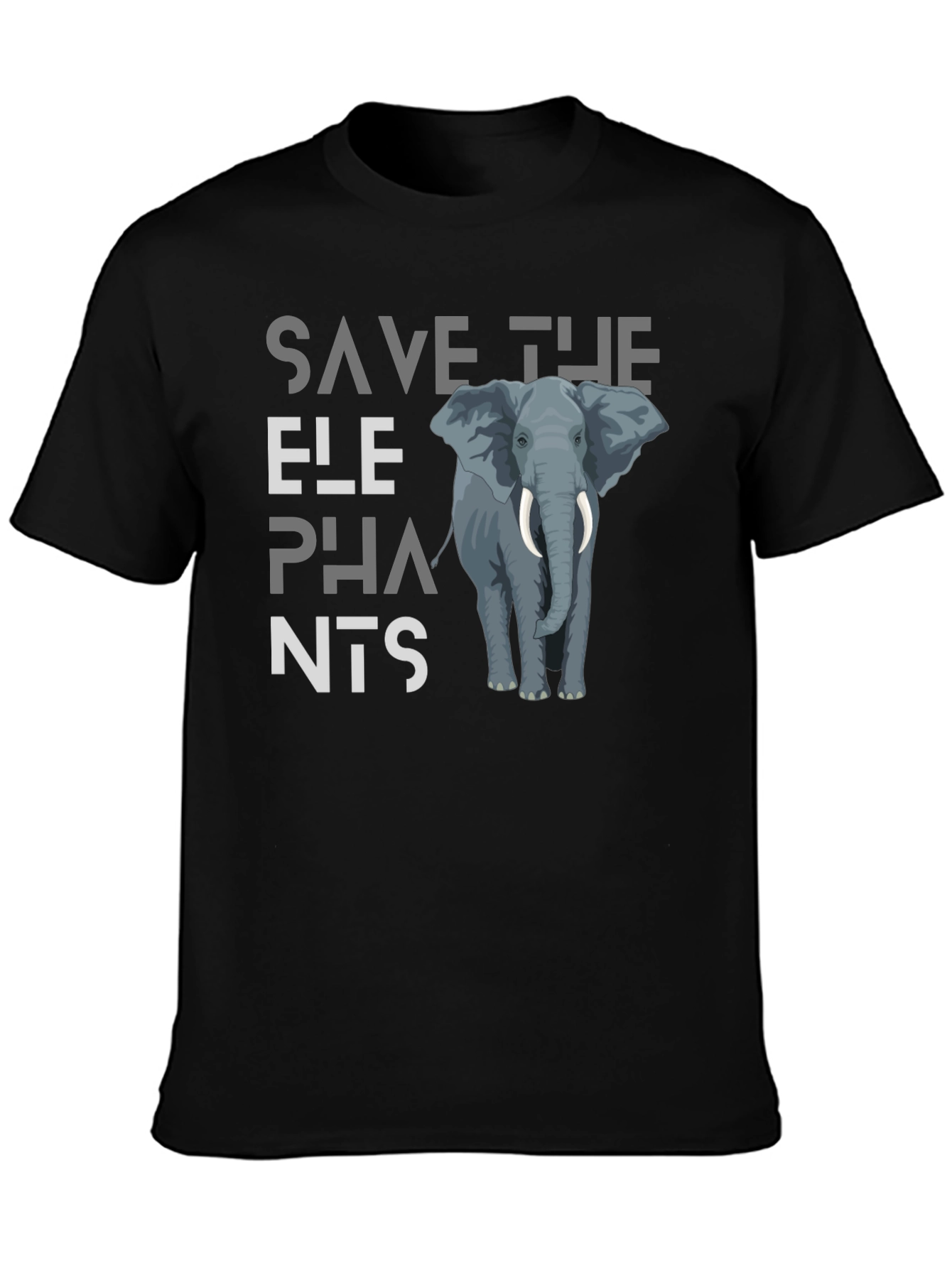 Save The Elephants Graphic Tee - Black Cotton T-Shirt