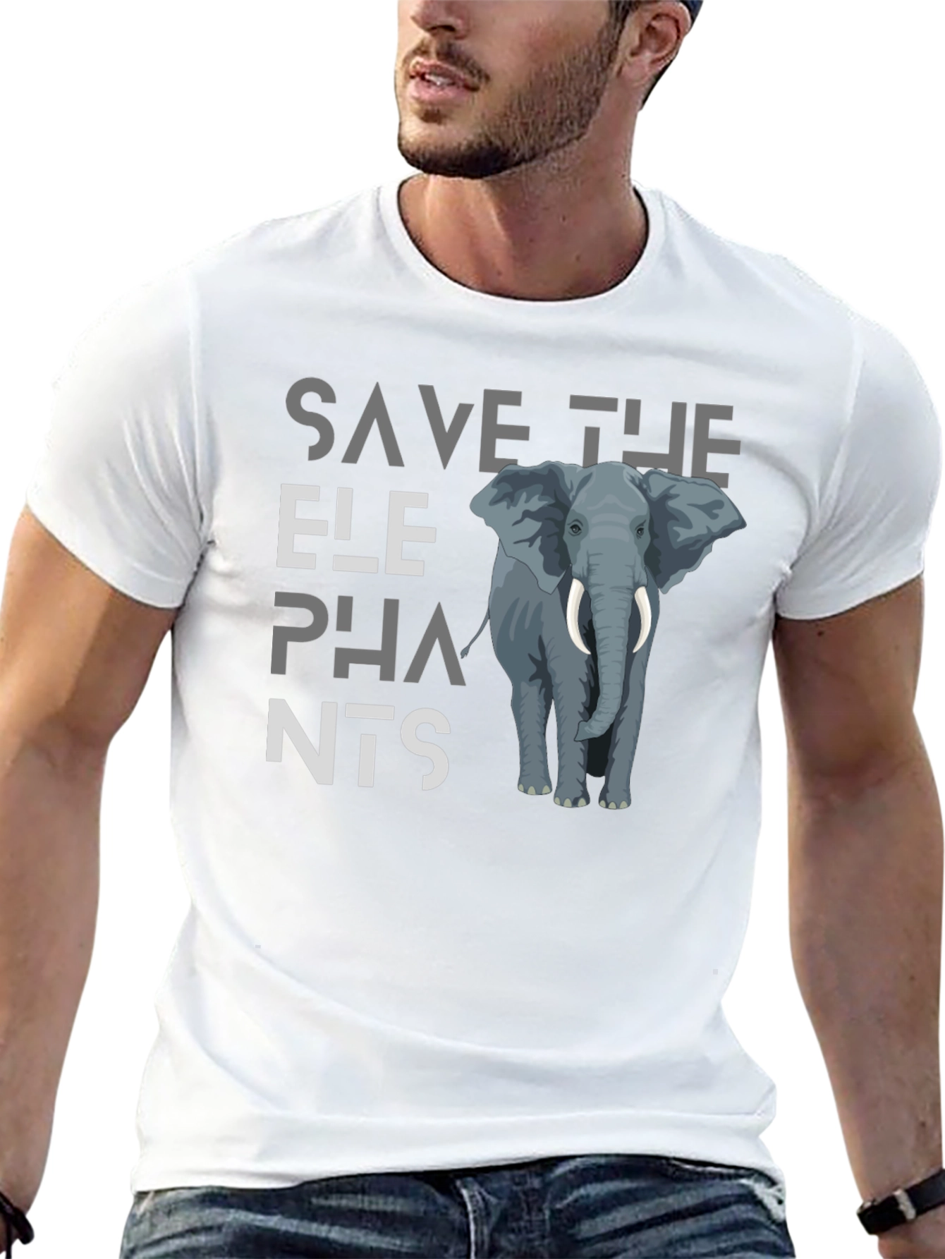 Save The Elephants Graphic Tee - Black Cotton T-Shirt