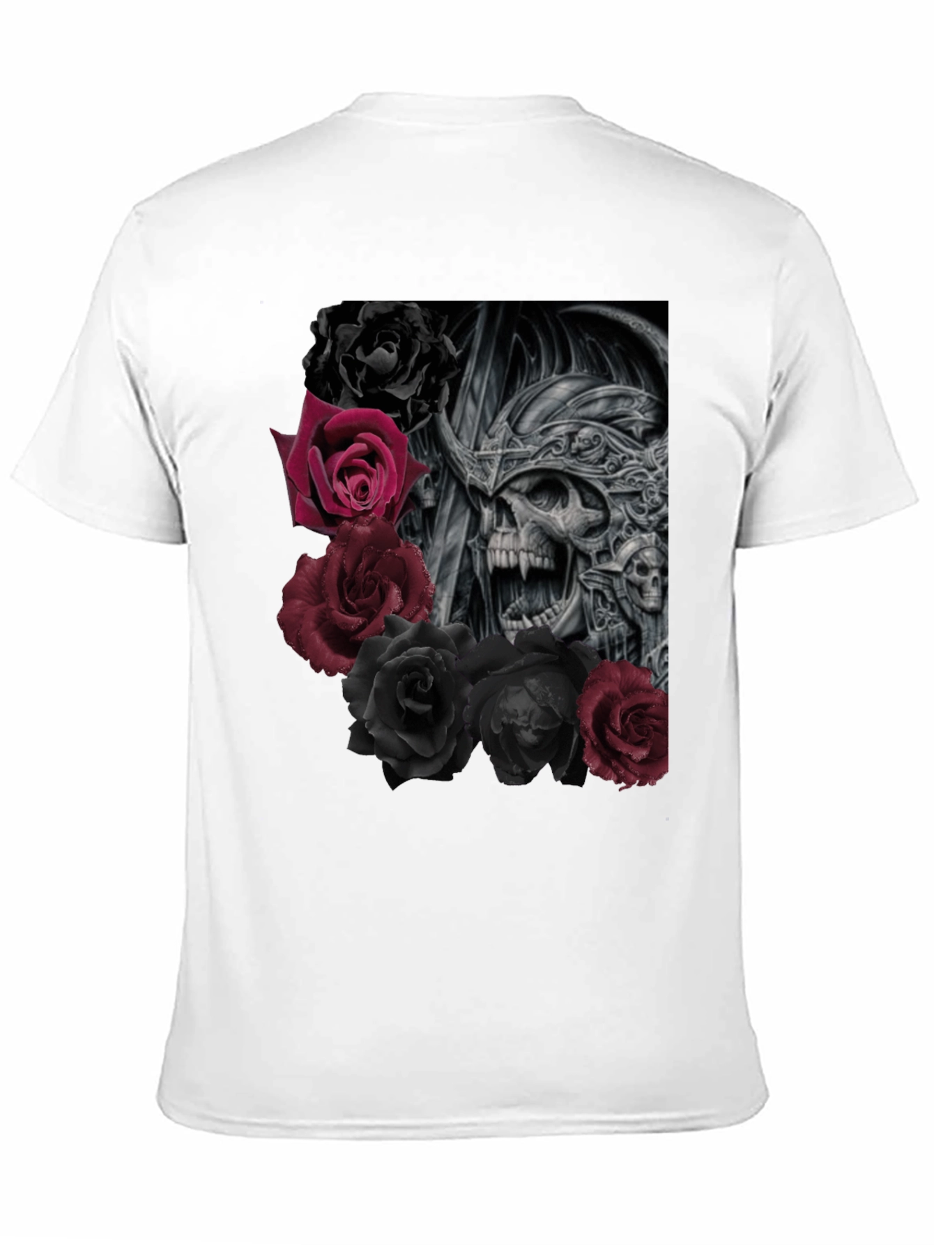 Skull and Roses Graphic Black T-Shirt