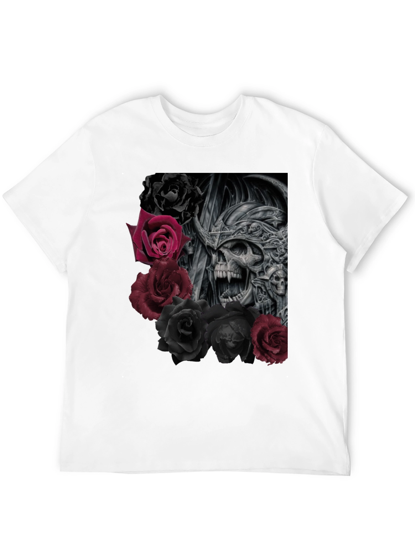 Skull and Roses Graphic Black T-Shirt