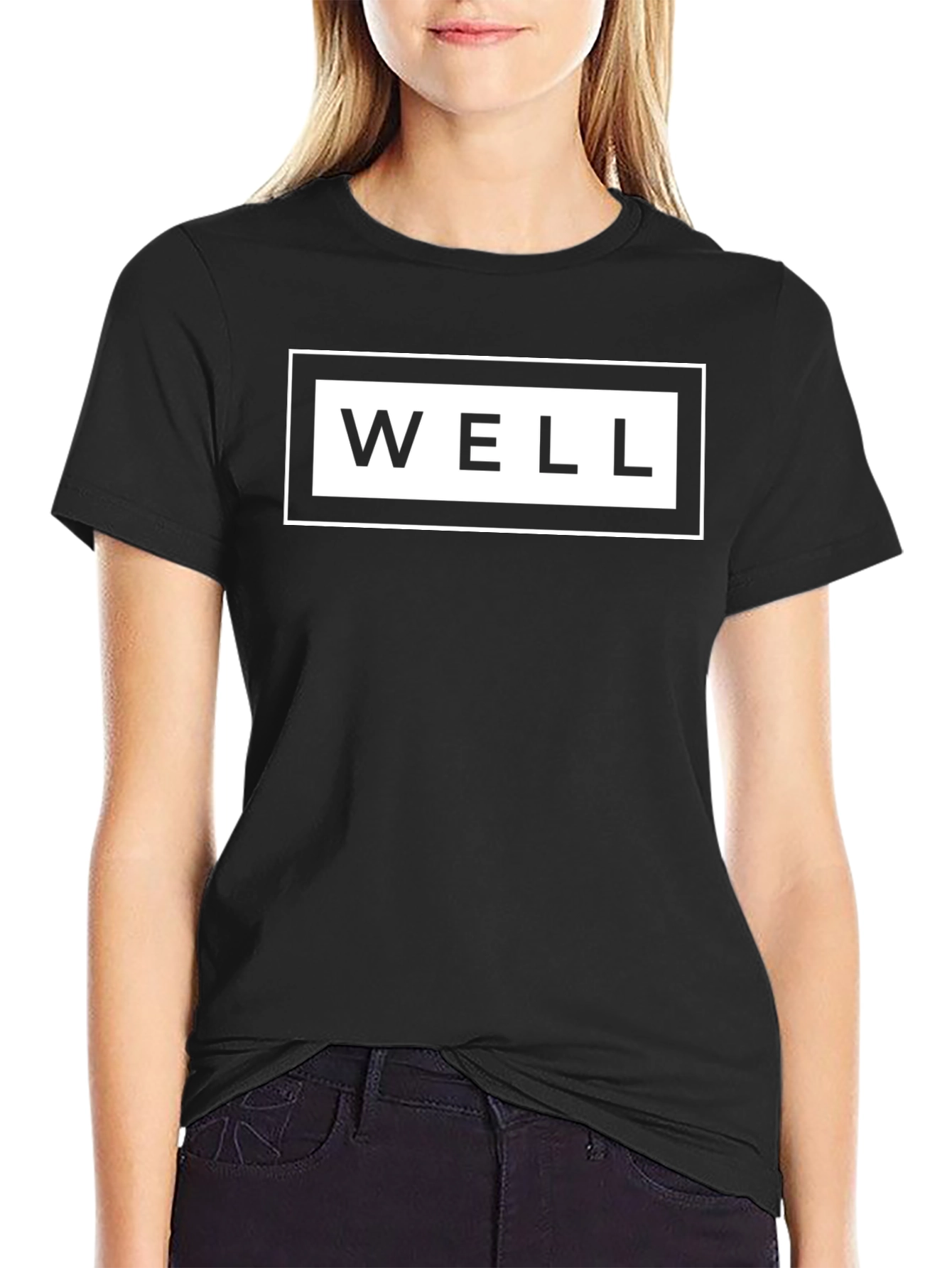Stylish Black WELL Graphic Tee - Casual Comfort