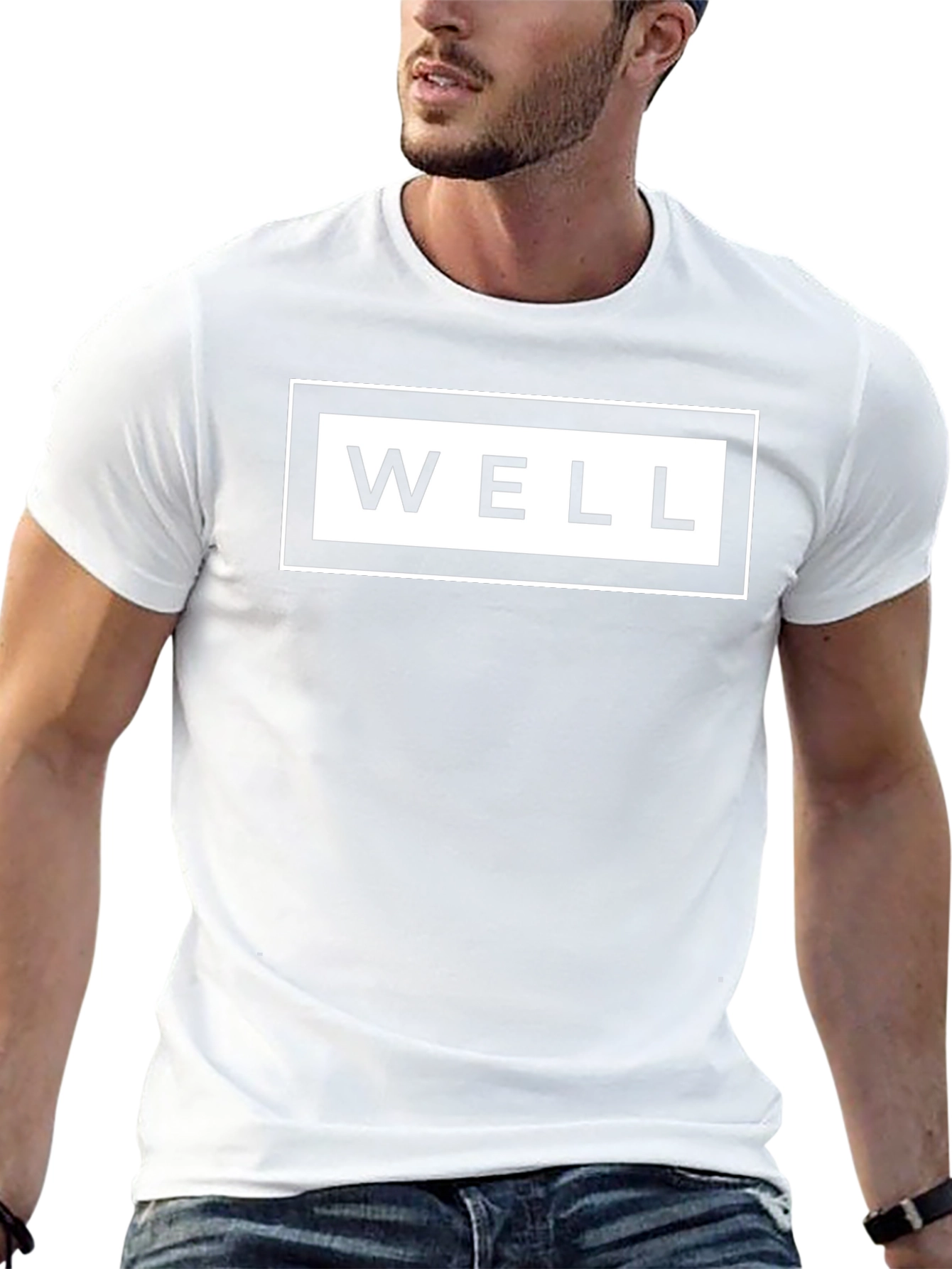 Stylish Black WELL Graphic Tee - Casual Comfort