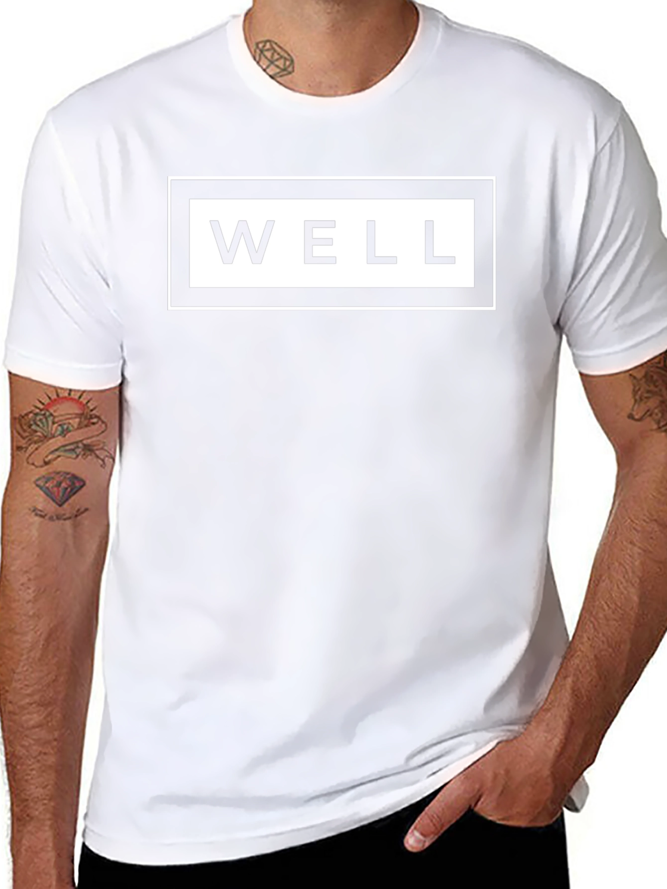 Stylish Black WELL Graphic Tee - Casual Comfort