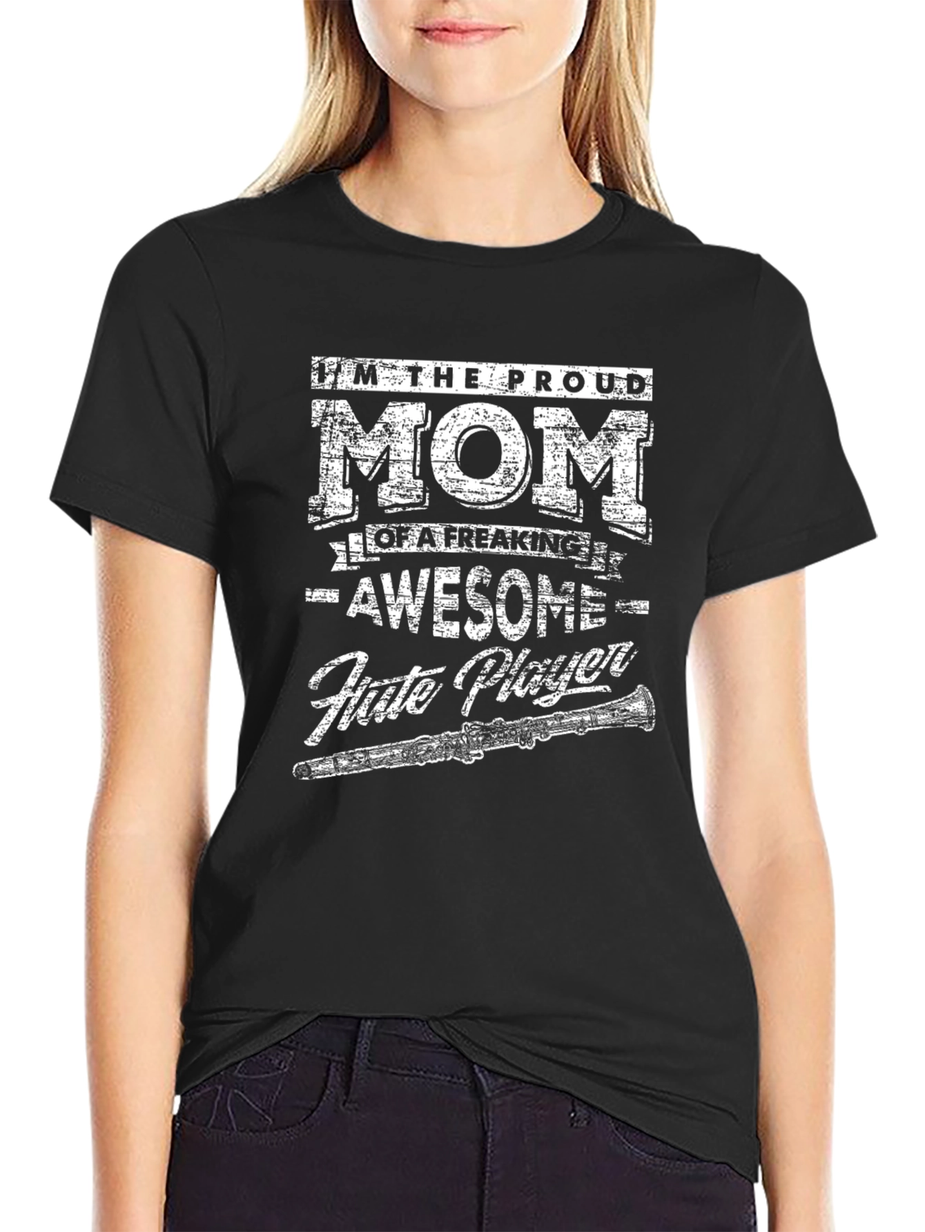 Proud Mom Awesome Flute Player Graphic T-Shirt