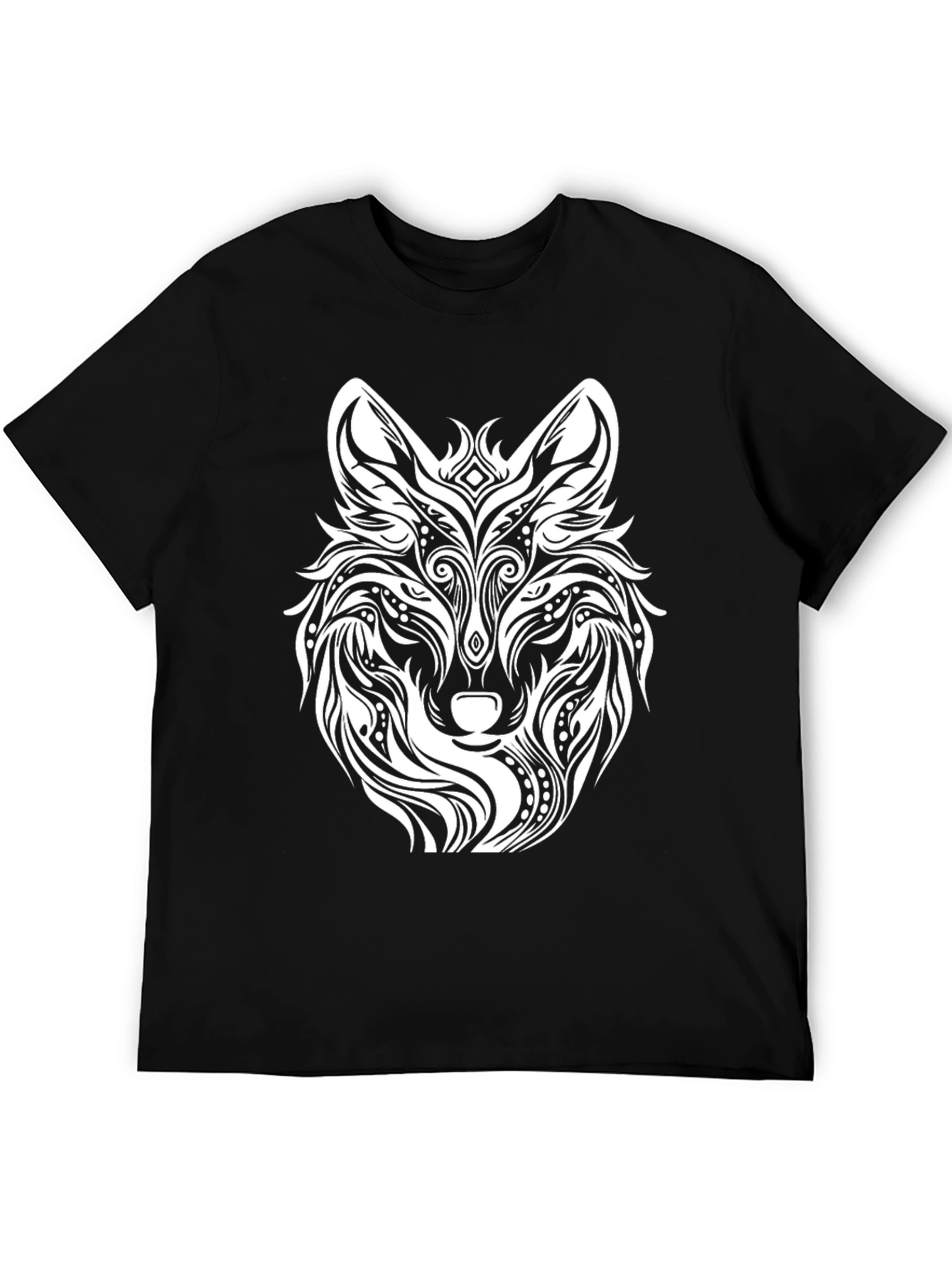 Wolf Graphic Print Black T-Shirt