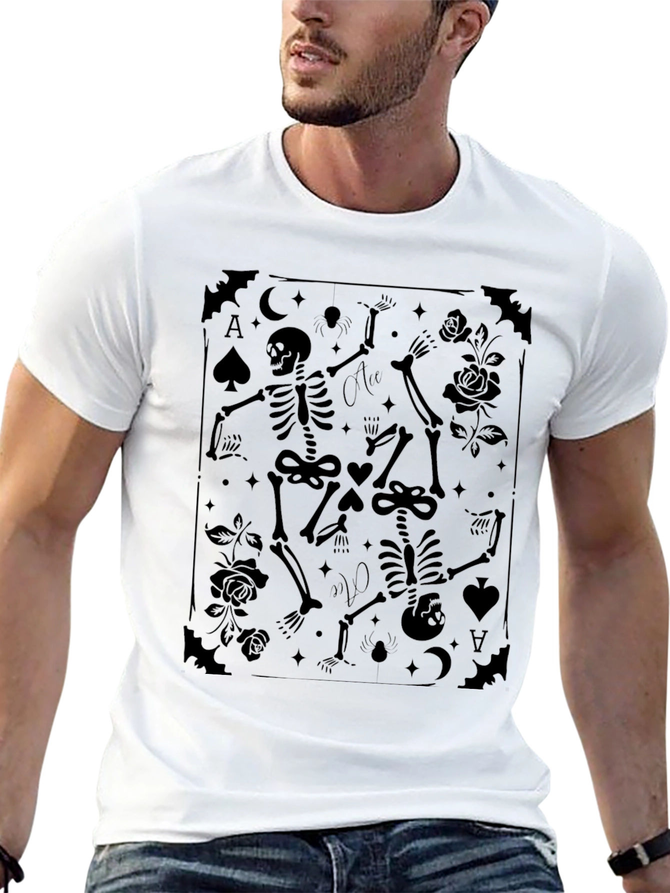 Skeleton Card T-Shirt - Gothic Ace Design