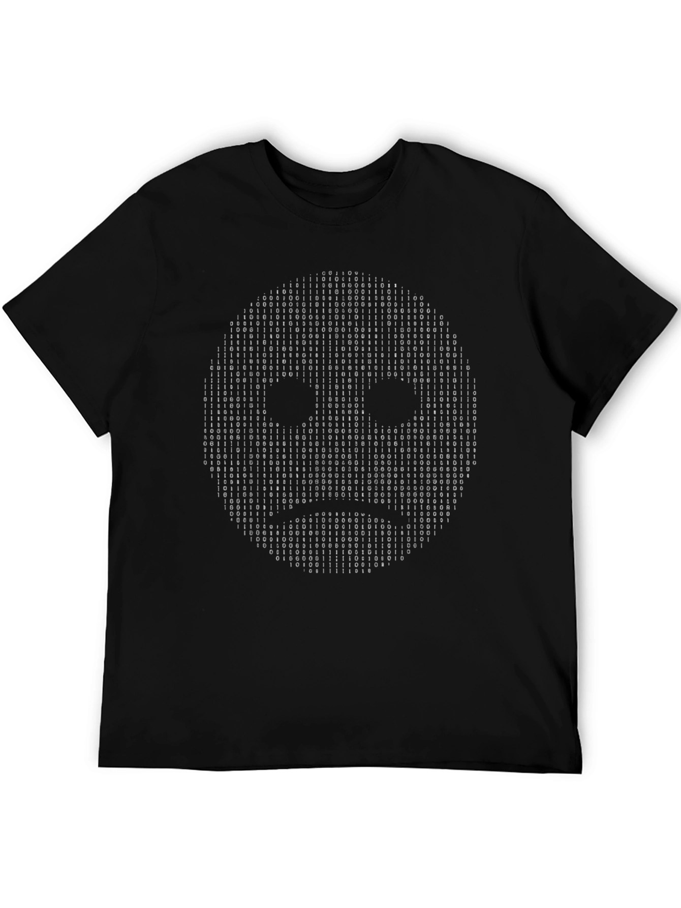 Binary Code Sad Face Graphic Tee - Black