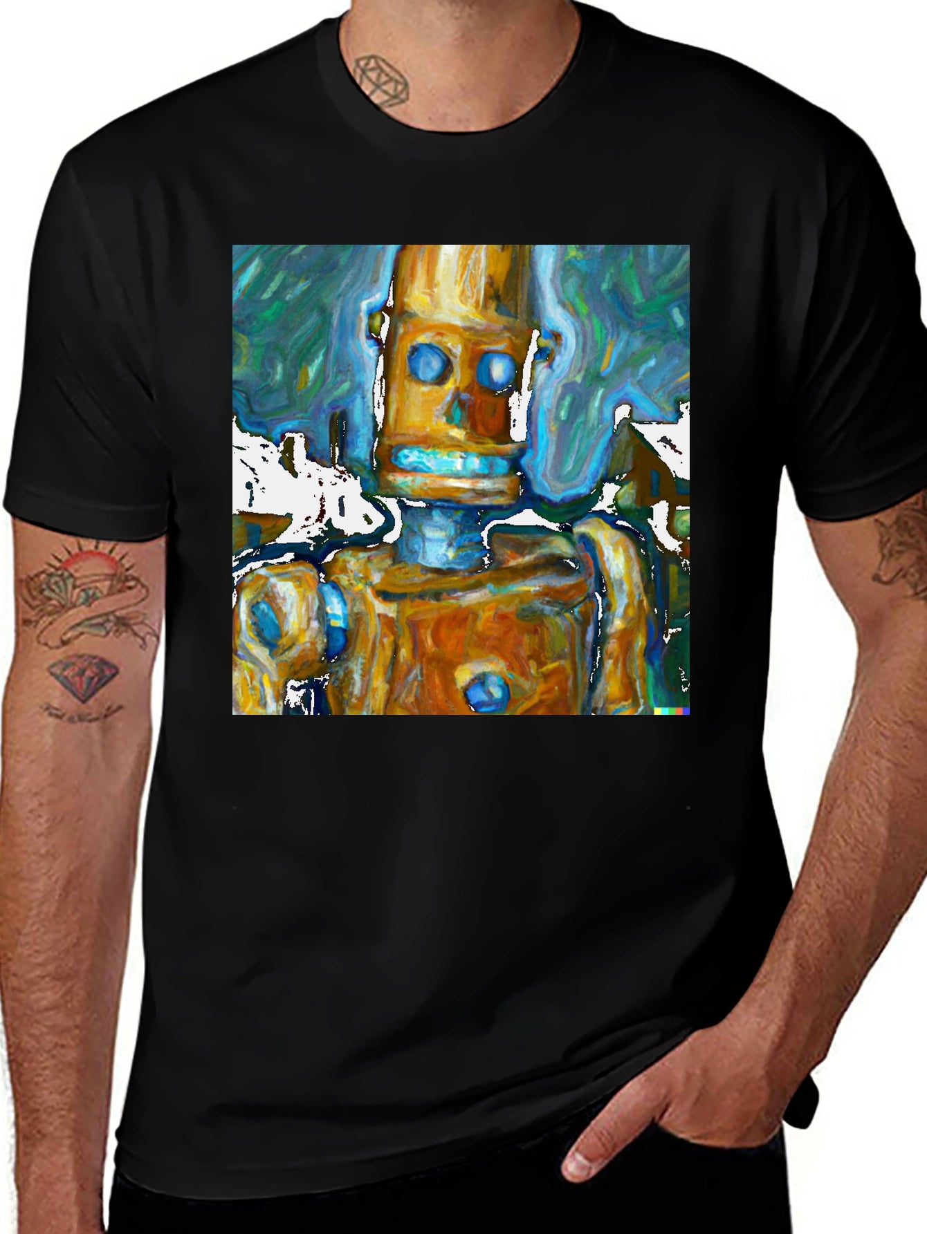 Abstract Robot Art Black T-Shirt