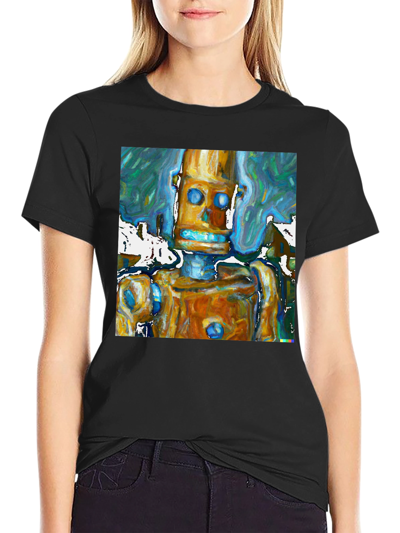 Abstract Robot Art Black T-Shirt