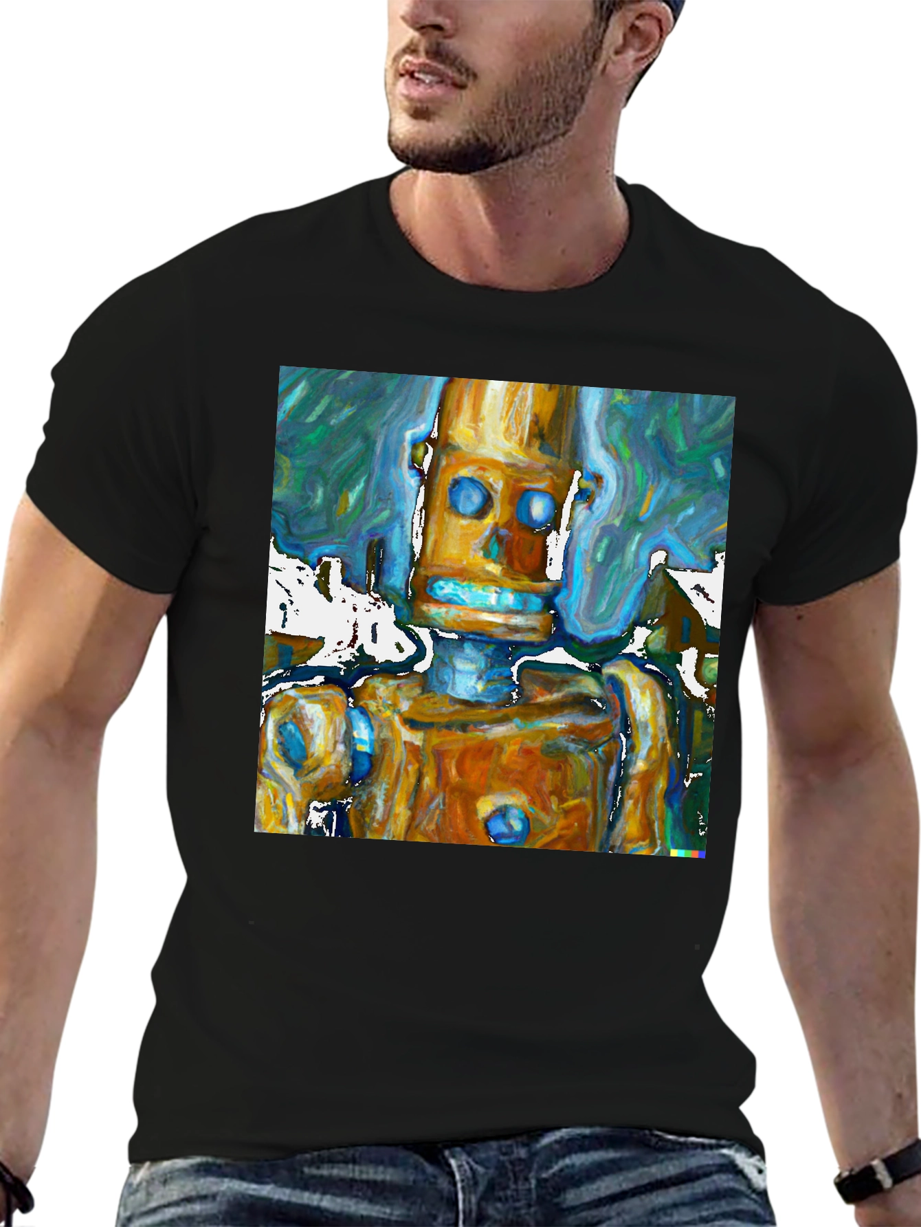 Abstract Robot Art Black T-Shirt