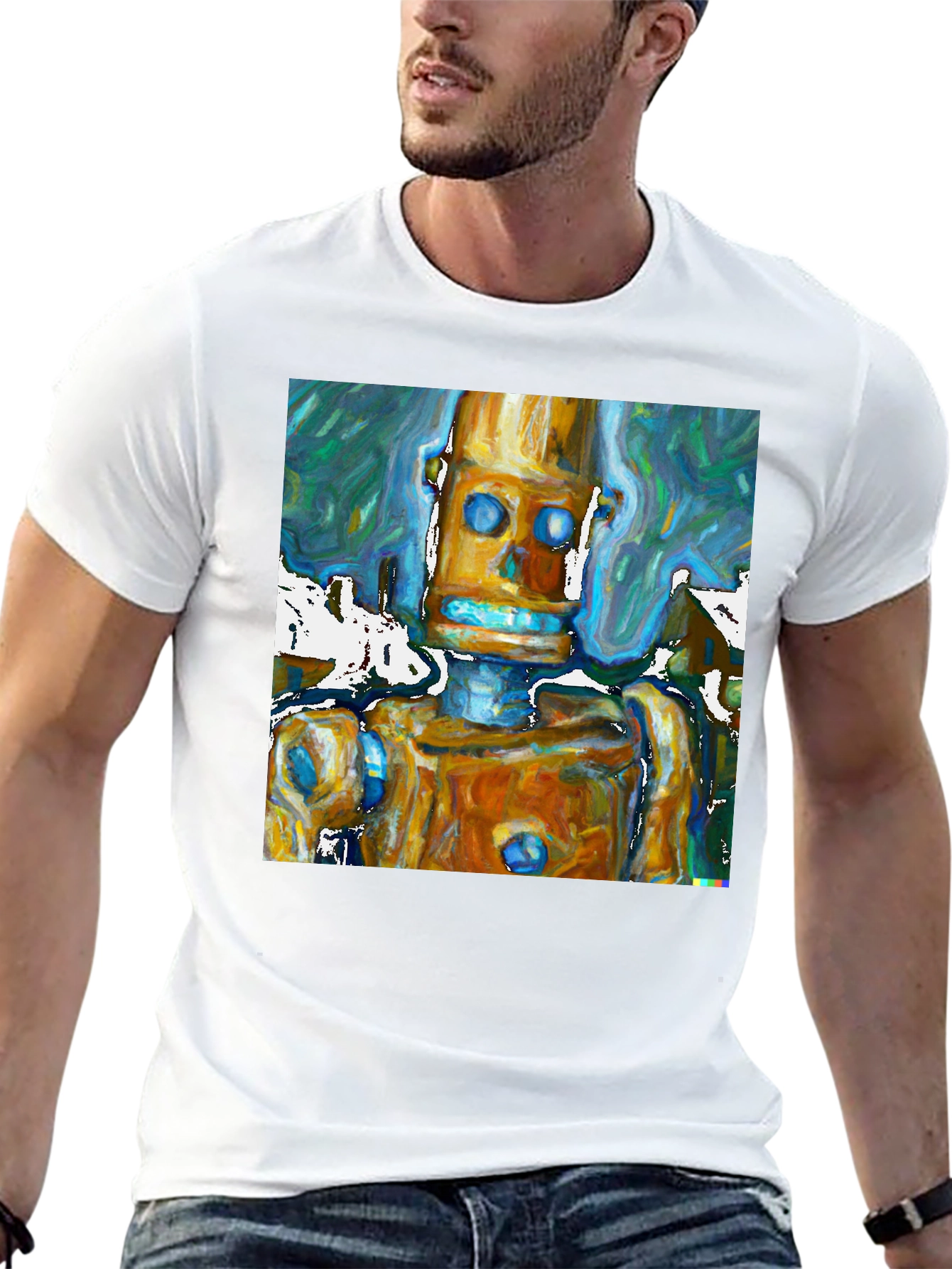 Abstract Robot Art Black T-Shirt