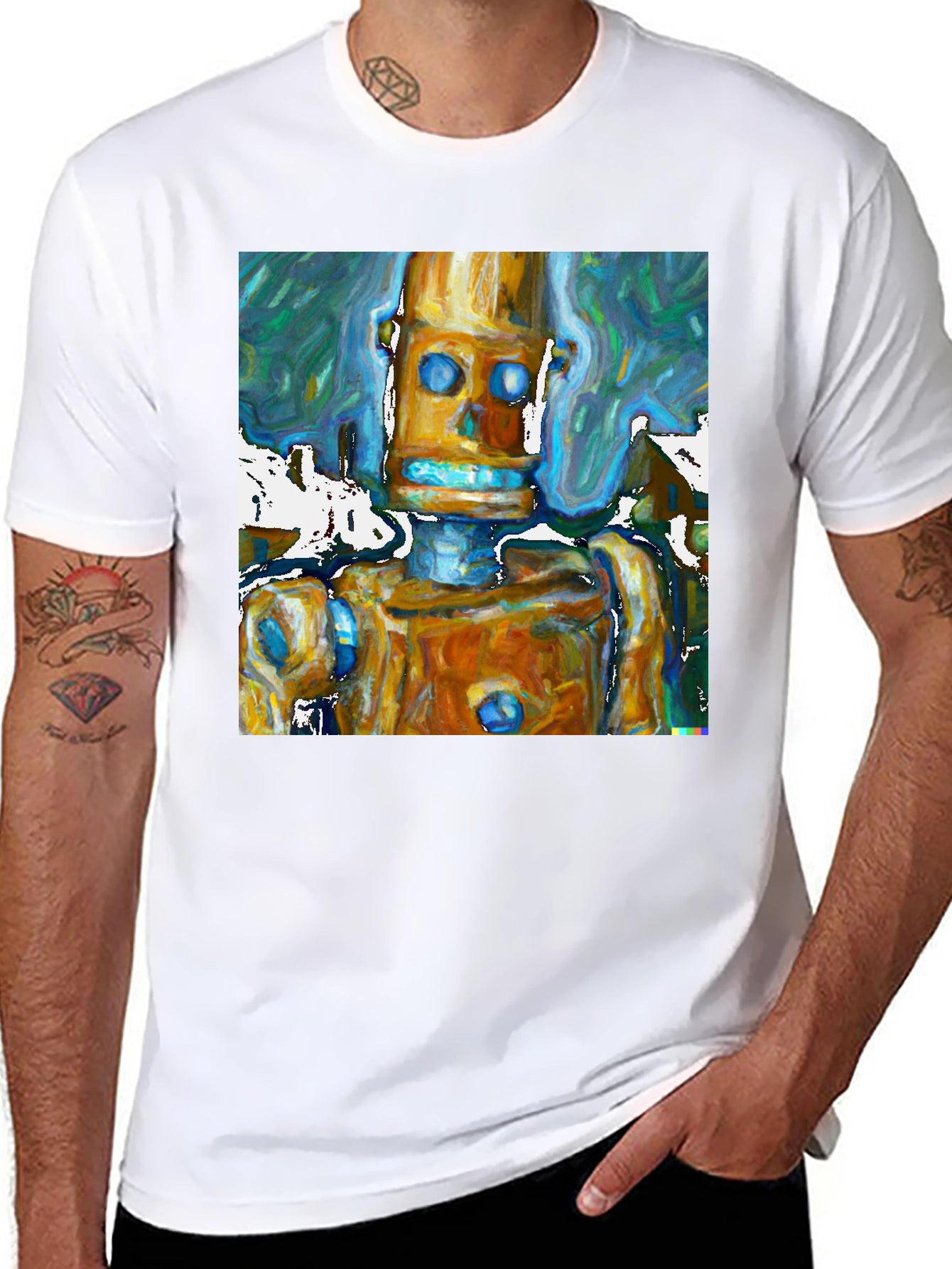 Abstract Robot Art Black T-Shirt
