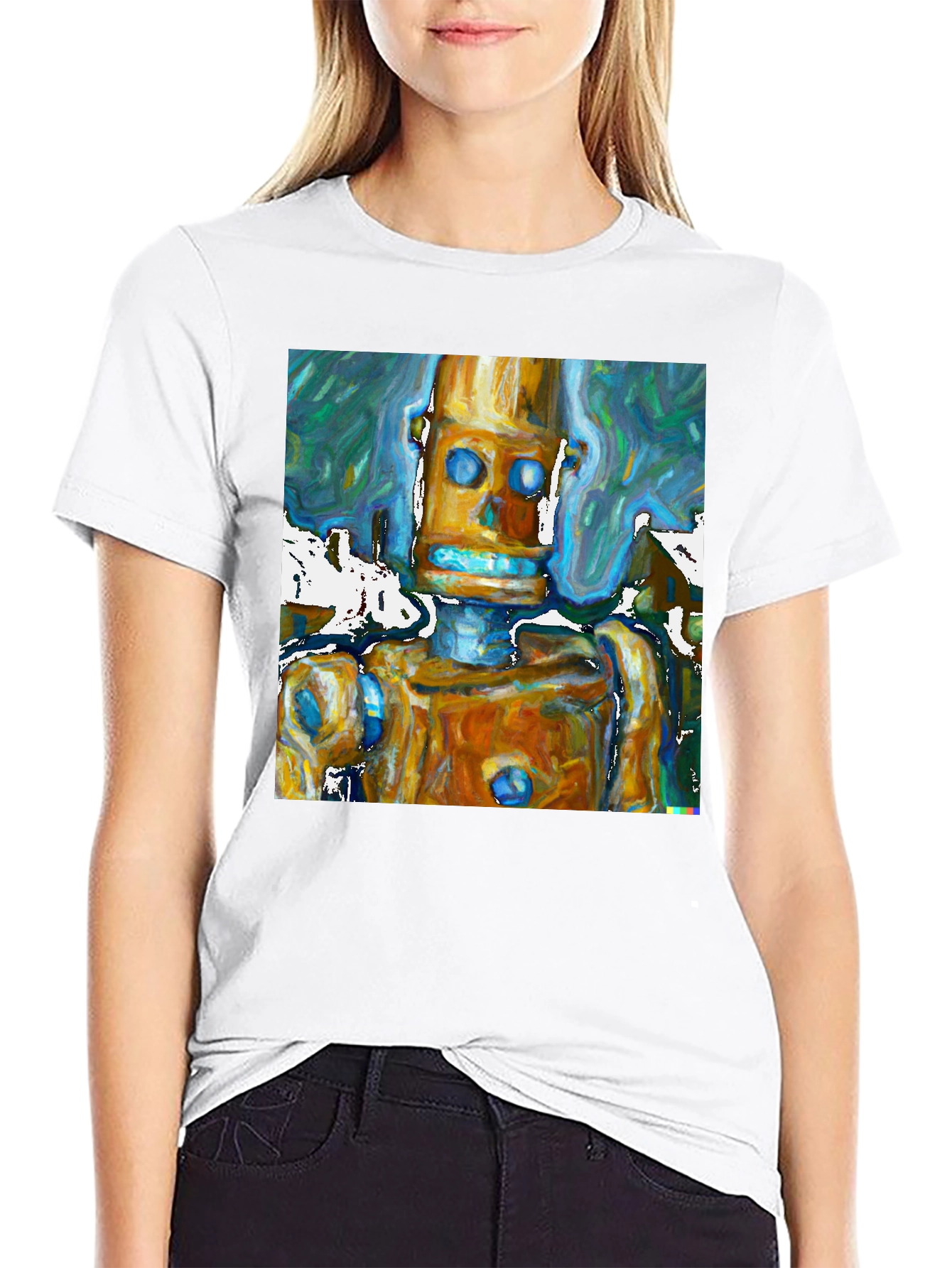 Abstract Robot Art Black T-Shirt