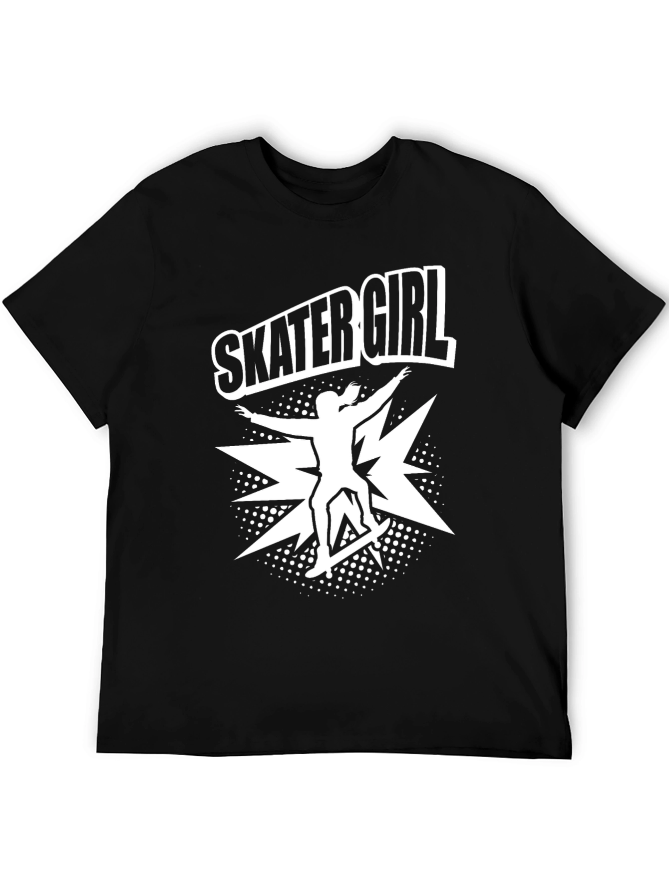 Skater Girl Graphic Tee - Black Cotton T-Shirt