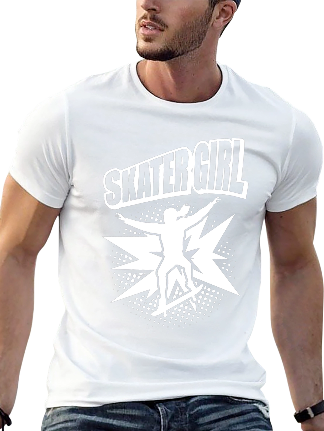 Skater Girl Graphic Tee - Black Cotton T-Shirt