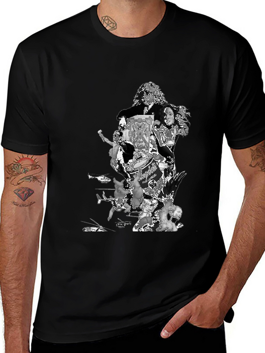Retro Collage Graphic T-Shirt - Black