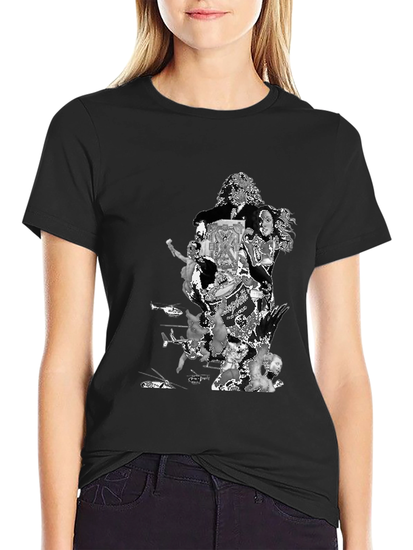 Retro Collage Graphic T-Shirt - Black