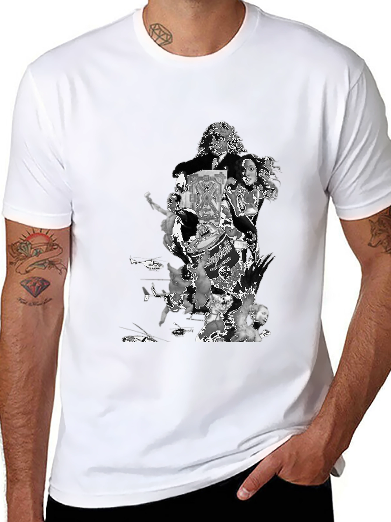 Retro Collage Graphic T-Shirt - Black