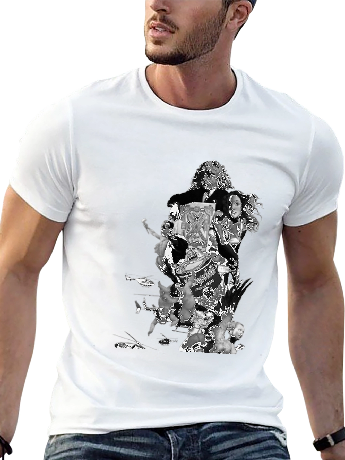 Retro Collage Graphic T-Shirt - Black