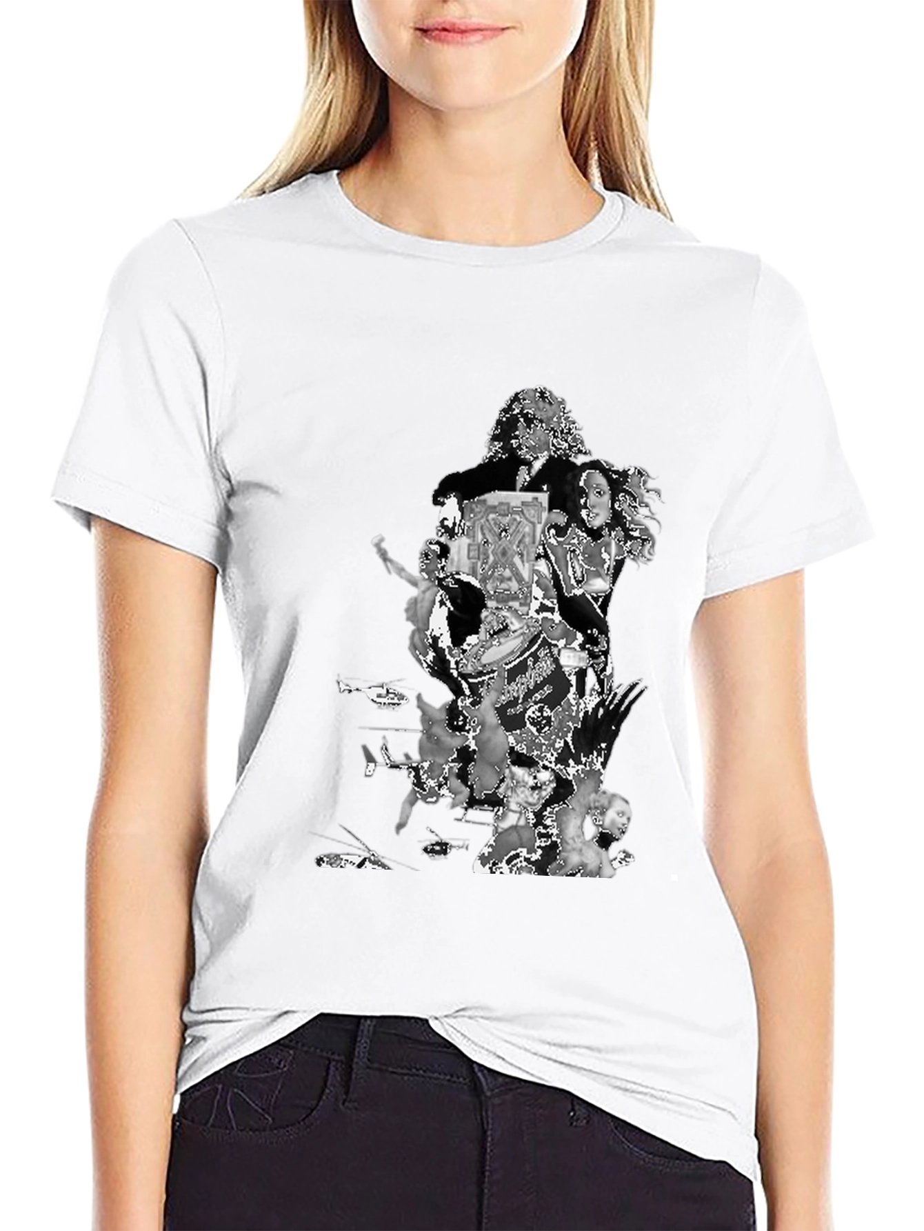 Retro Collage Graphic T-Shirt - Black