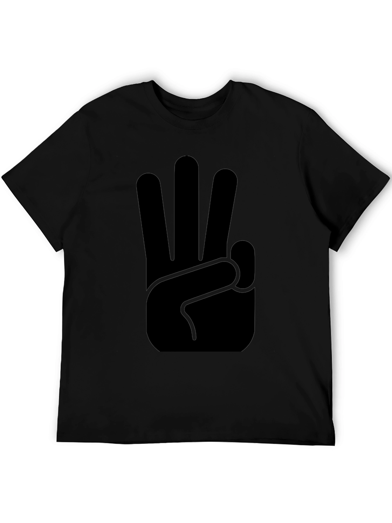 Black T-Shirt with Three Hand Graphic