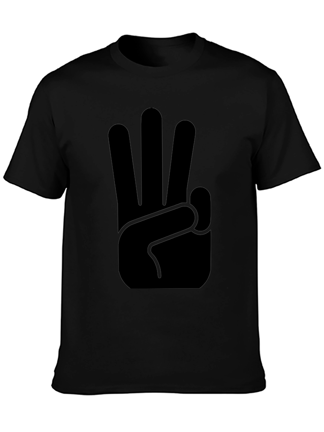 Black T-Shirt with Three Hand Graphic