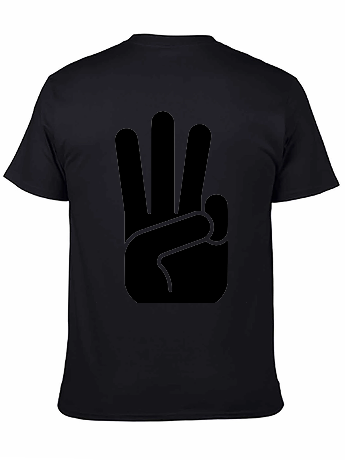 Black T-Shirt with Three Hand Graphic