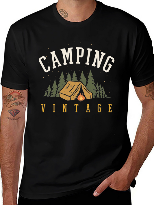 Camping Vintage Graphic Tee - Black