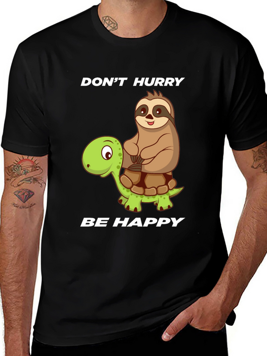 Sloth & Turtle Graphic Tee - Dont Hurry Be Happy