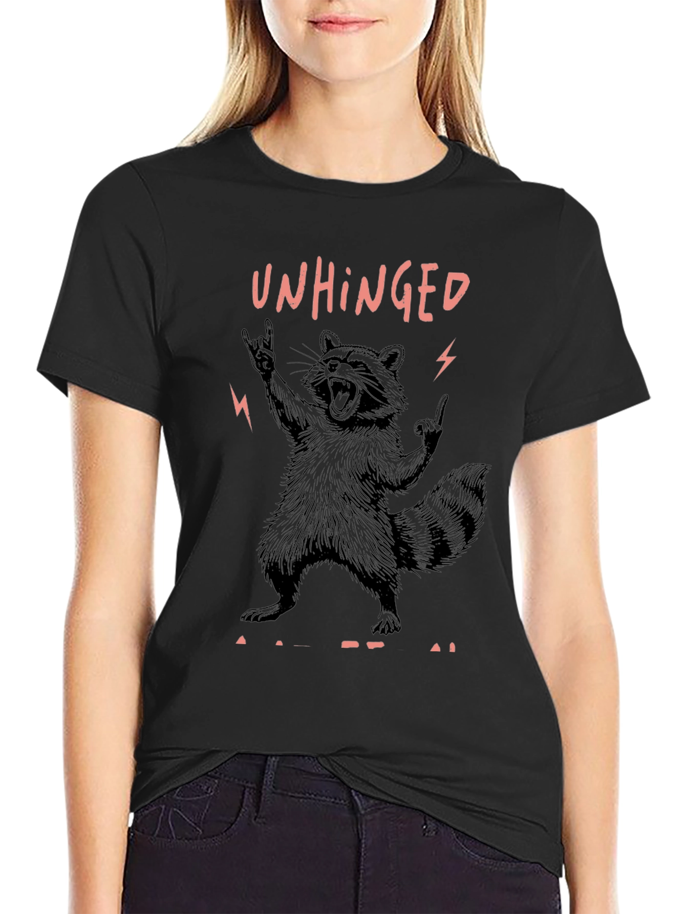 Unhinged Raccoon Graphic Tee - Rock On!