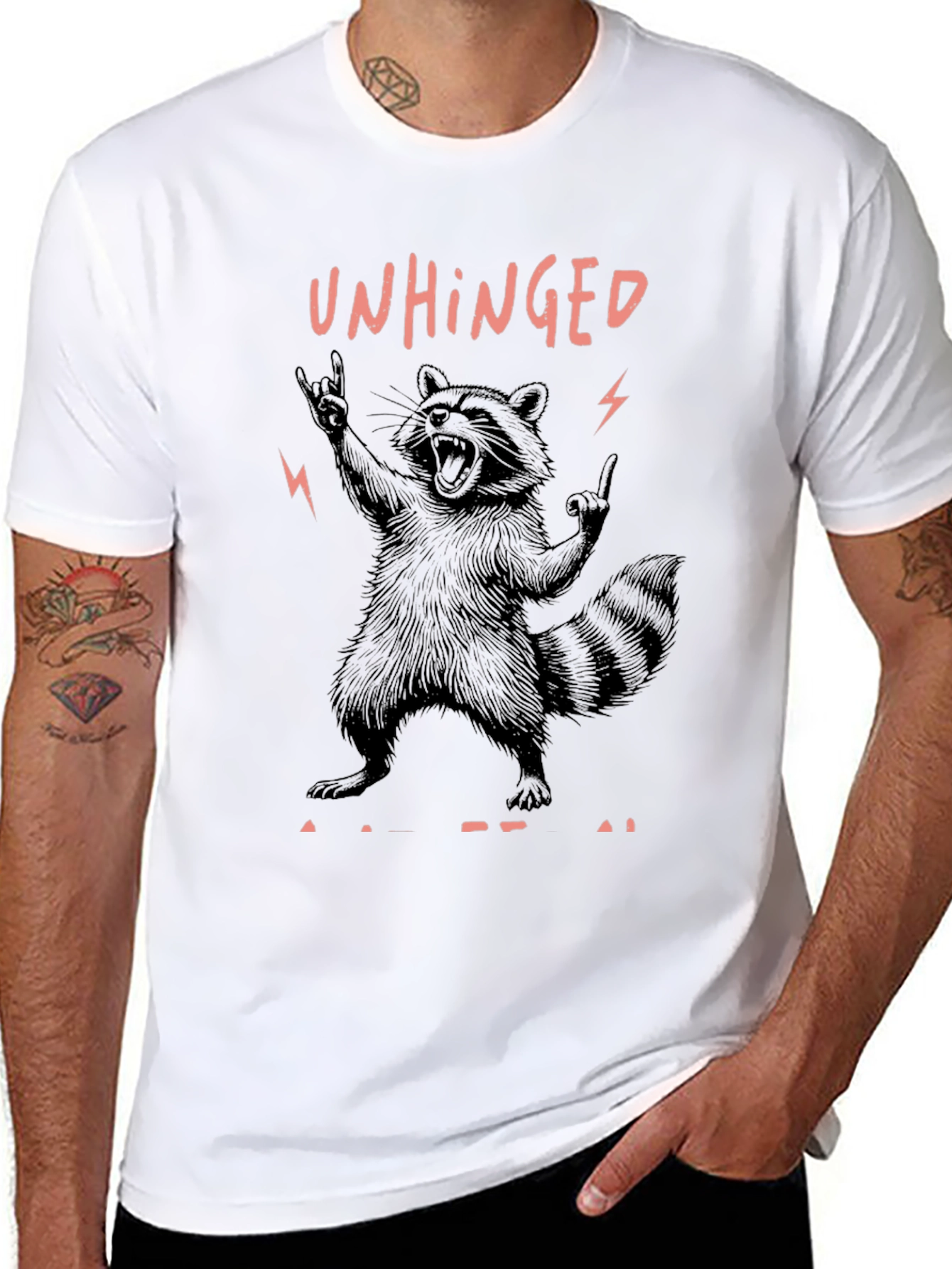 Unhinged Raccoon Graphic Tee - Rock On!