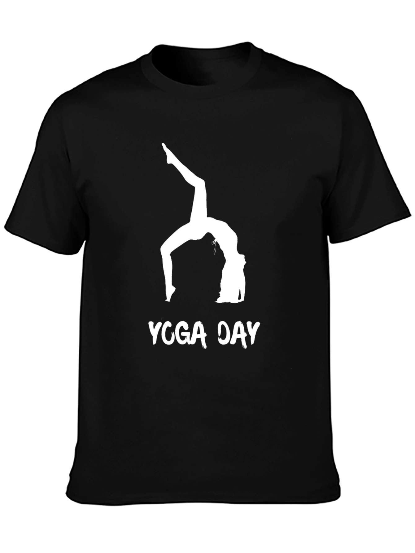 Yoga Day Graphic Tee - Black Cotton Comfort