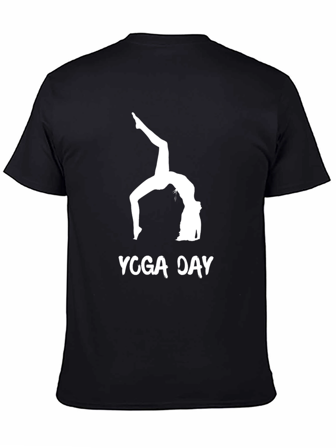 Yoga Day Graphic Tee - Black Cotton Comfort