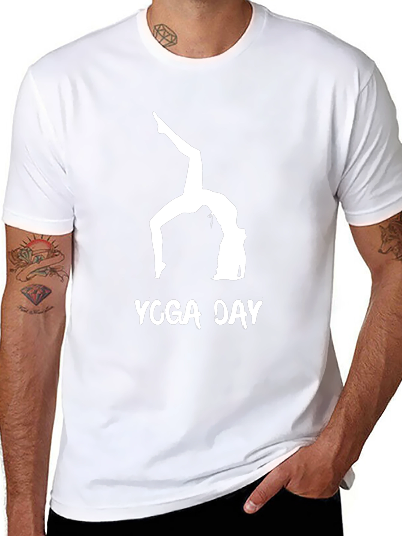 Yoga Day Graphic Tee - Black Cotton Comfort