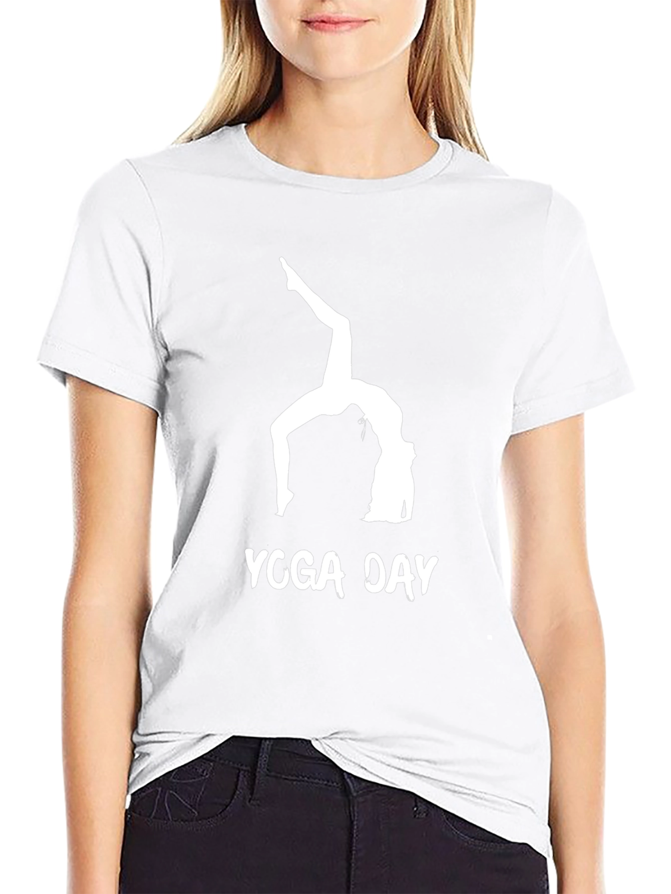 Yoga Day Graphic Tee - Black Cotton Comfort