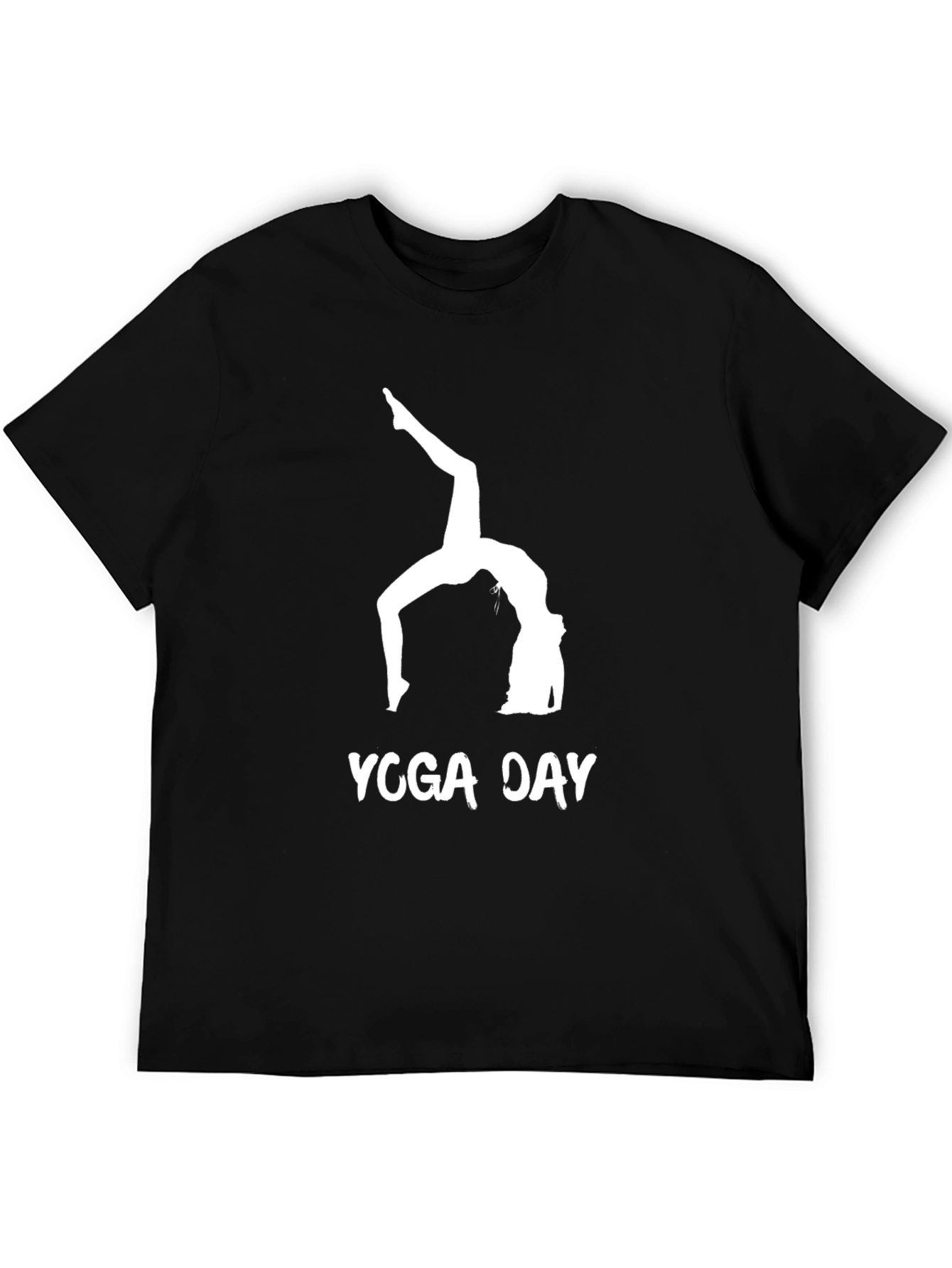 Yoga Day Graphic Tee - Black Cotton Comfort