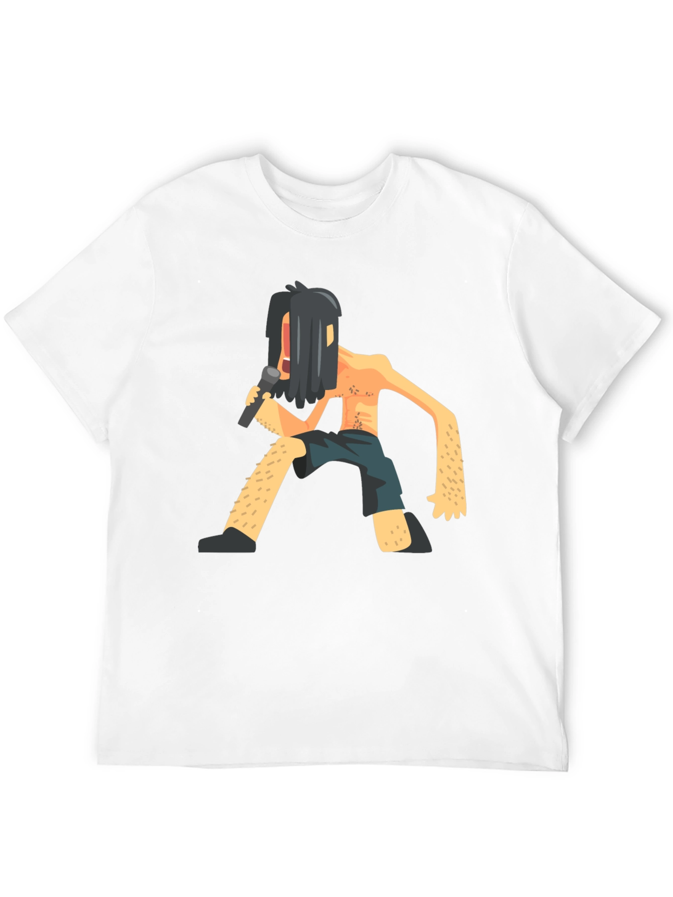 Black T-Shirt with Funny Singer Graphic