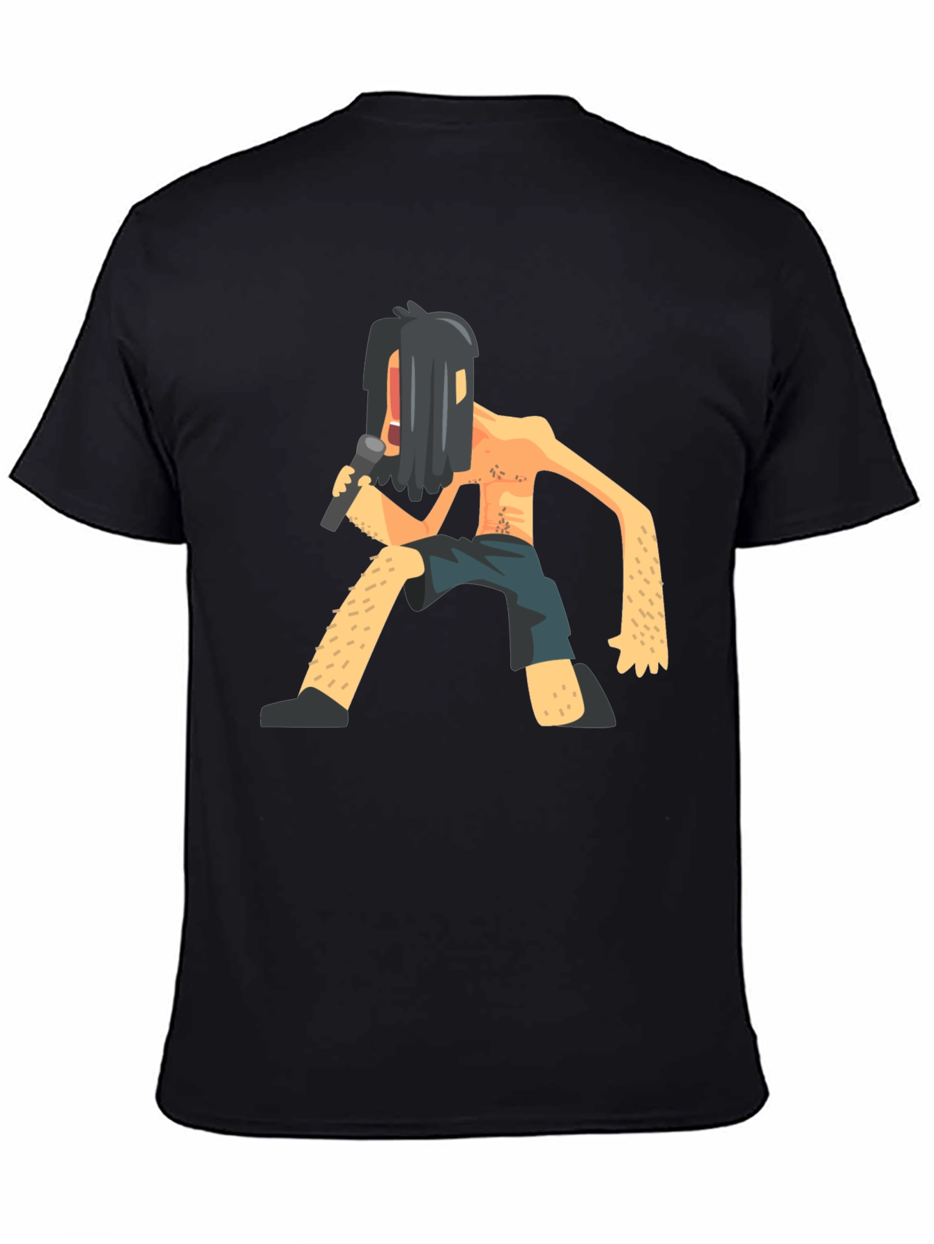 Black T-Shirt with Funny Singer Graphic