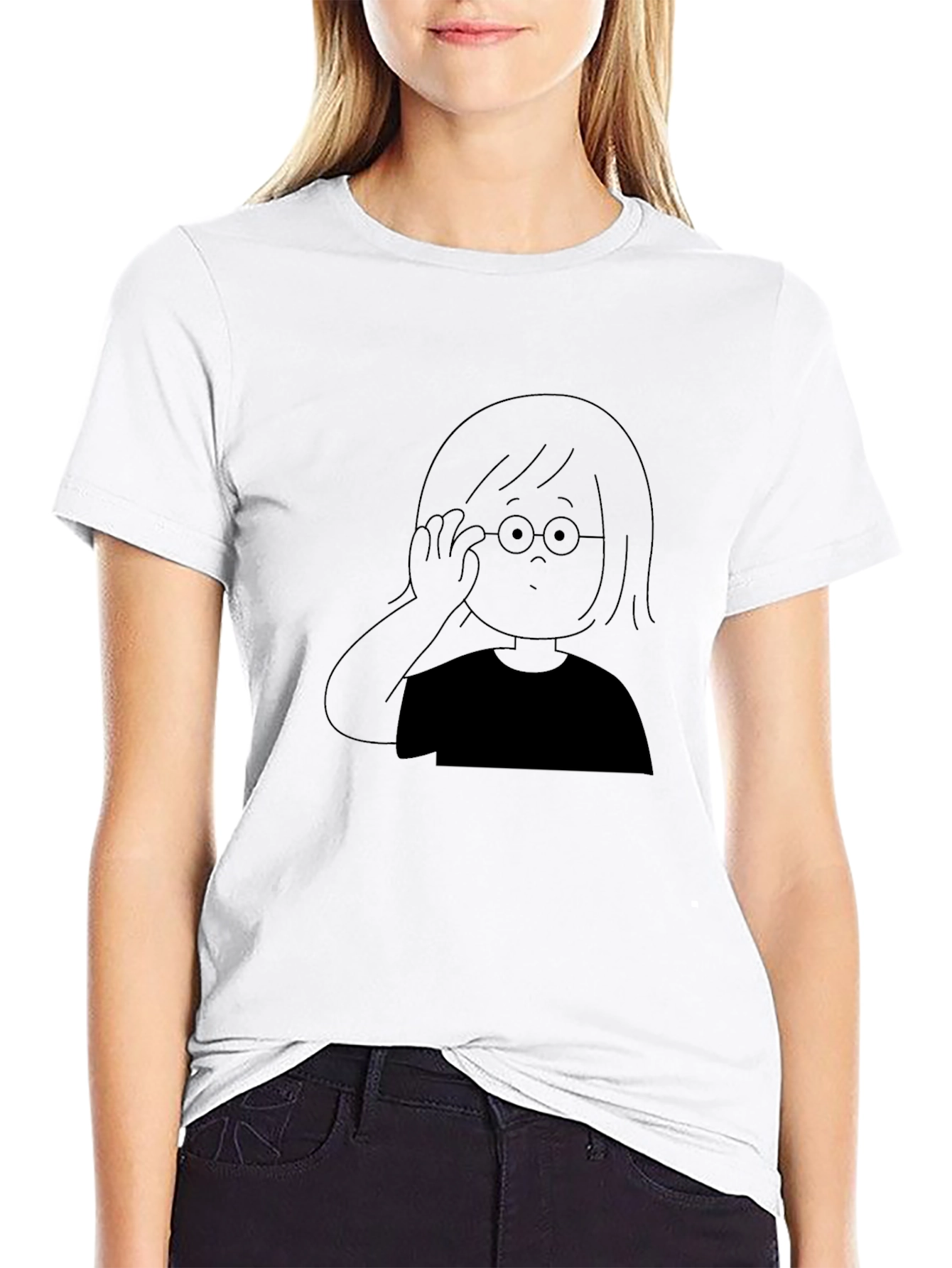 Cartoon Graphic Tee - Black Casual T-Shirt