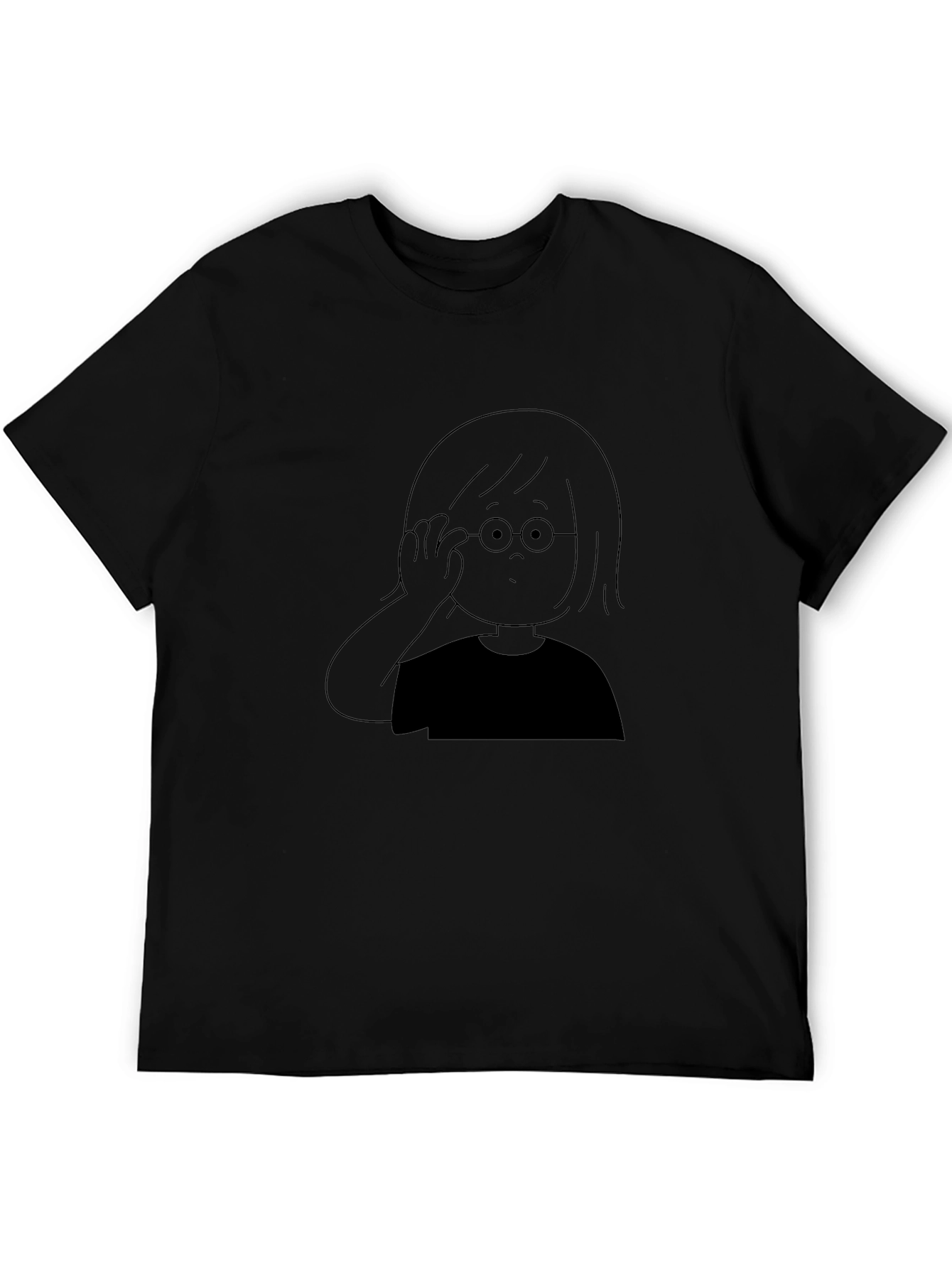 Cartoon Graphic Tee - Black Casual T-Shirt